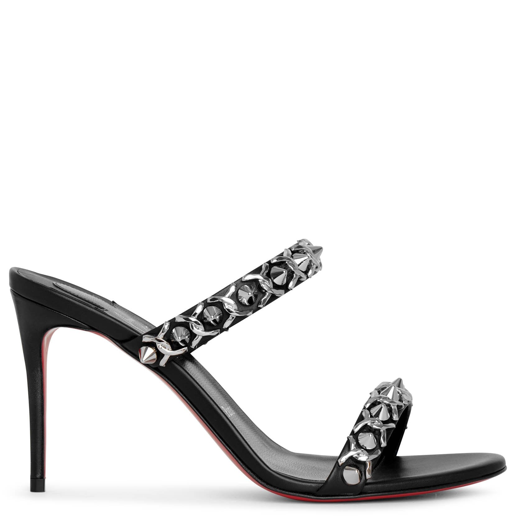 Just Chain 85 black leather sandals