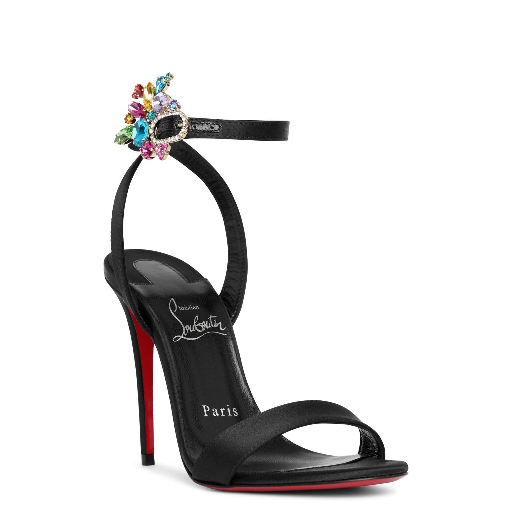 Goldie Joli 100 black satin sandals