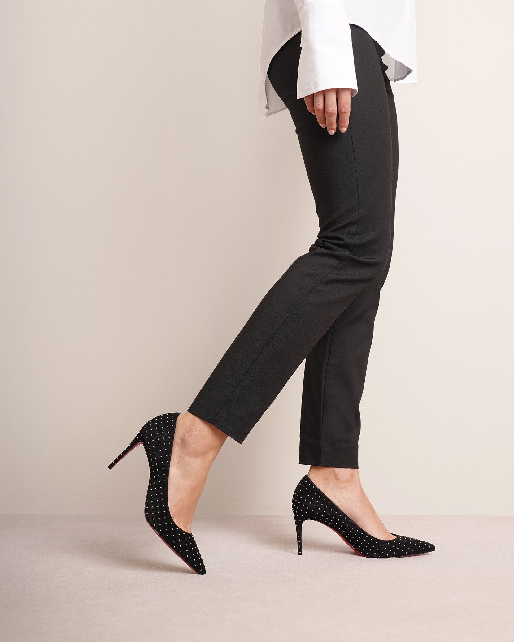 Kate Plume 85 black suede pumps