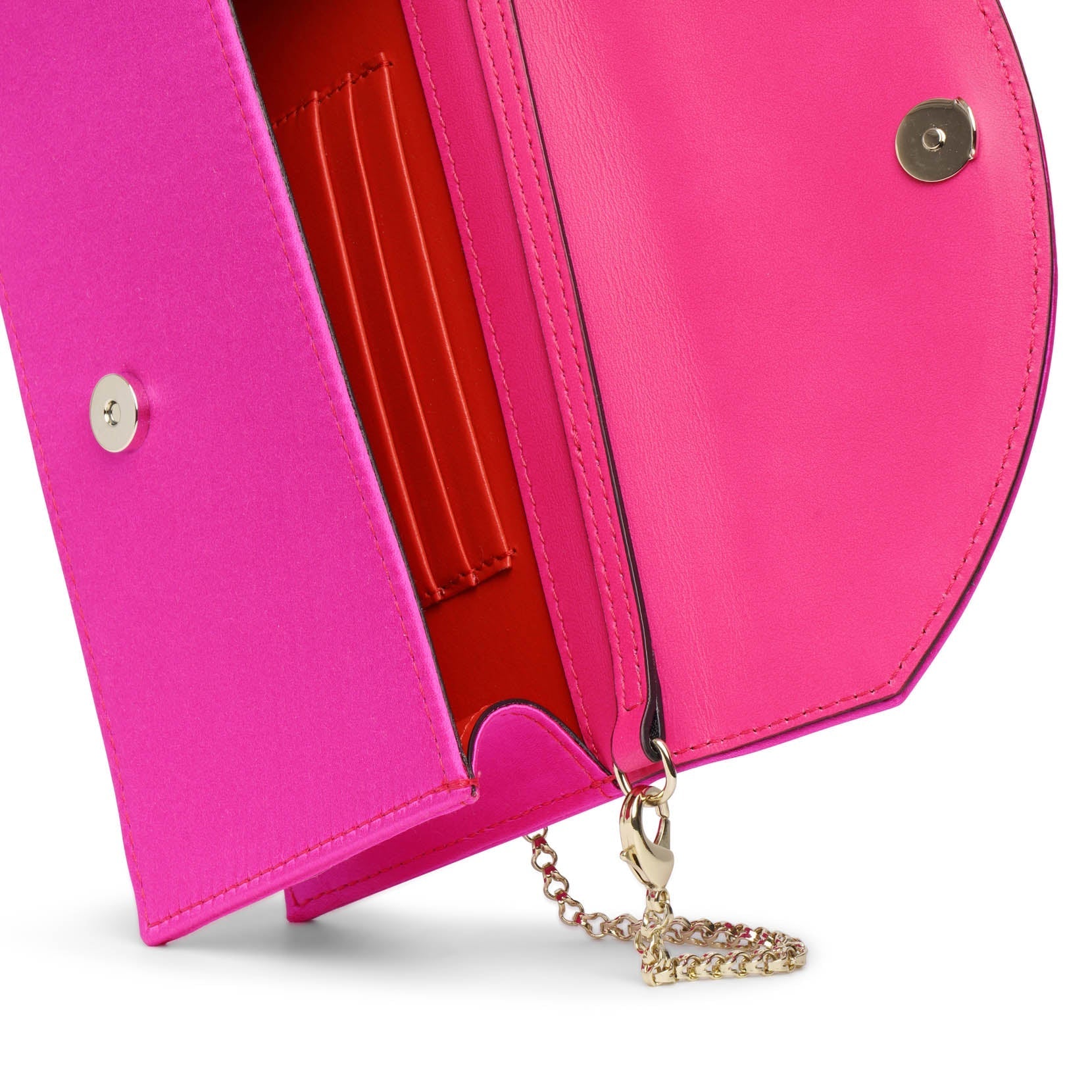 Loubi54 small strass holly pink satin clutch