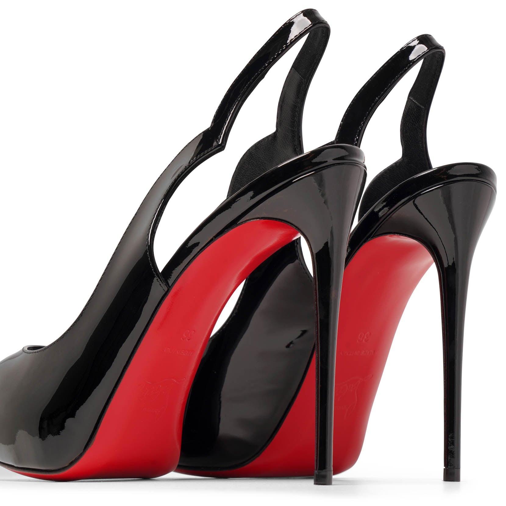 Hot Chick sling 120 black patent pumps
