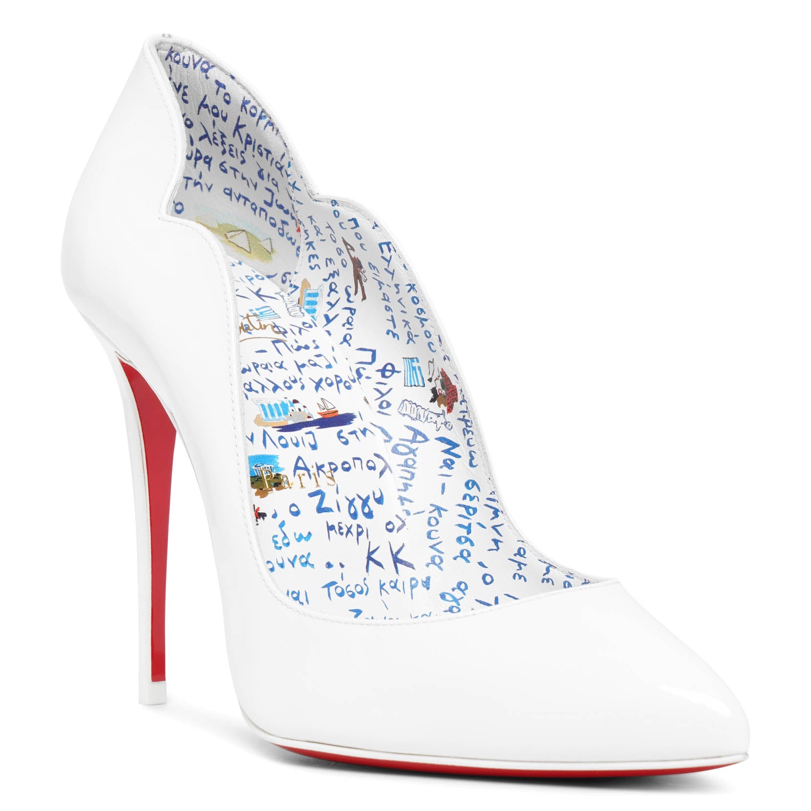 Hot Chick 100 white patent pumps