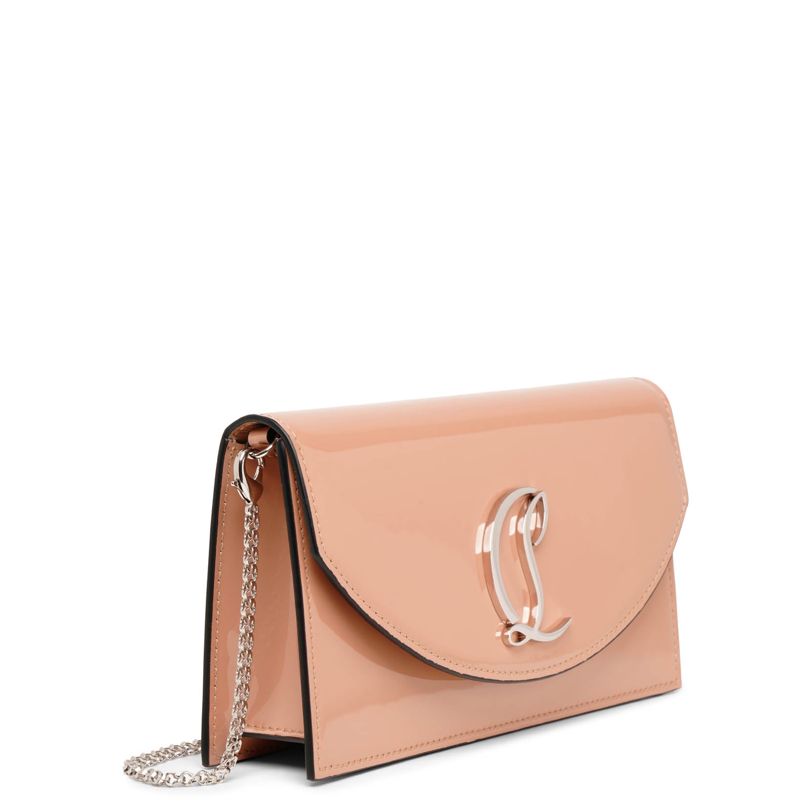 Loubi54 nude patent clutch