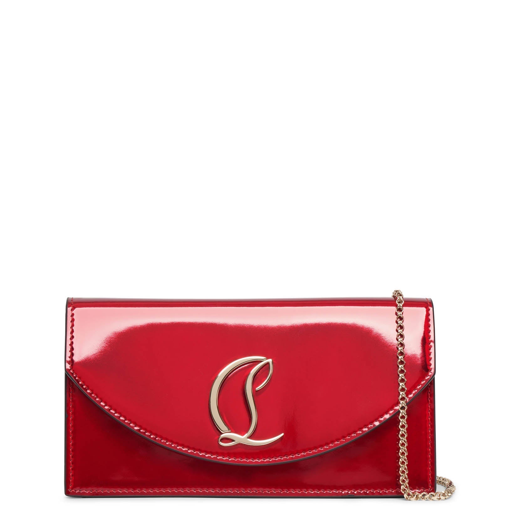 Loubi54 red patent clutch