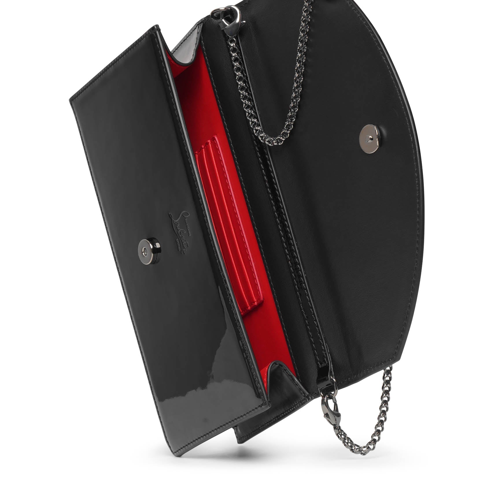Loubi54 black patent clutch