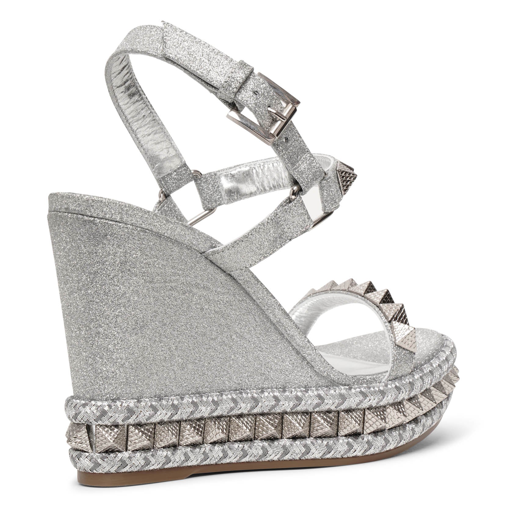 Pyraclou 110 silver glitter wedge
