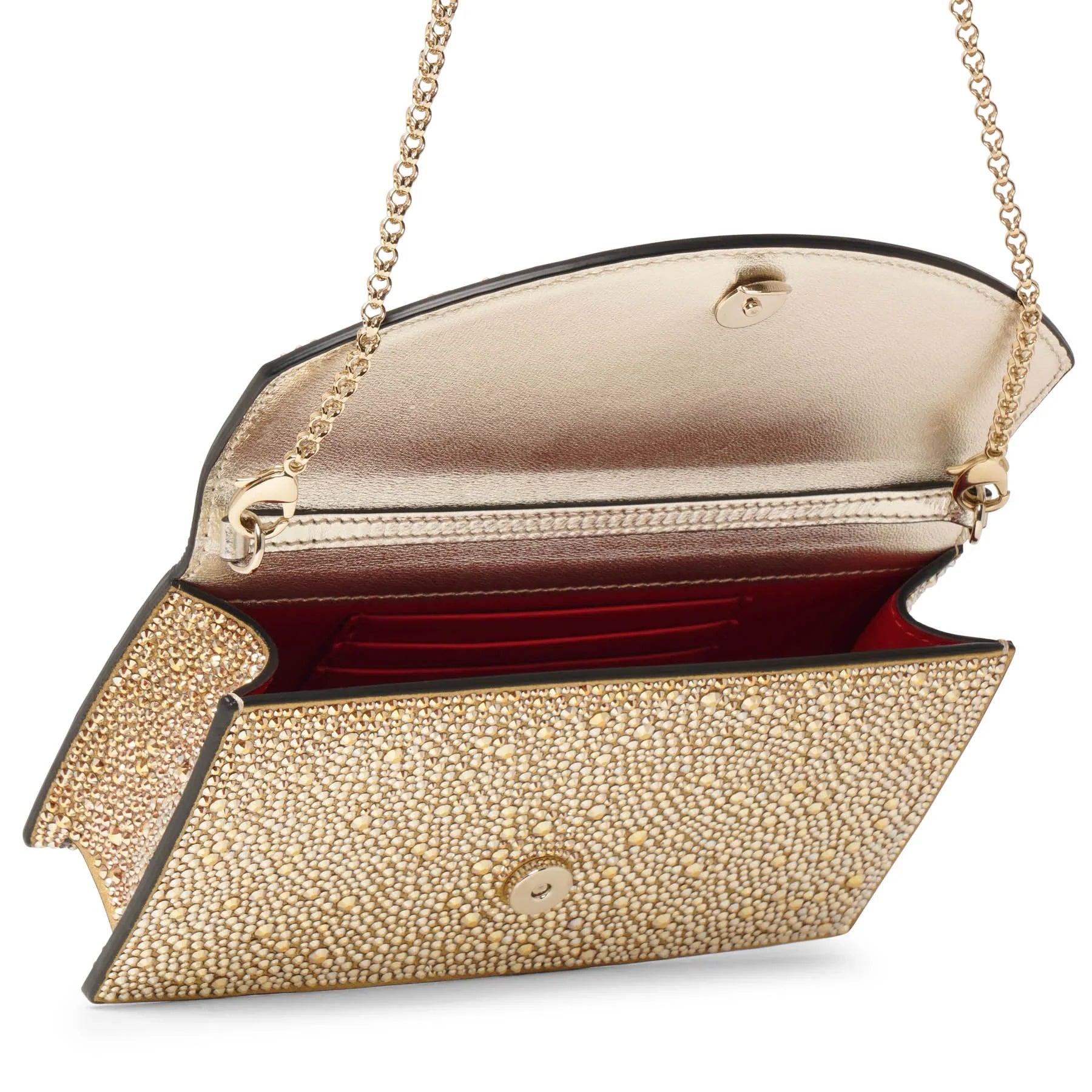 Loubi54 small gold crystal crossbody bag