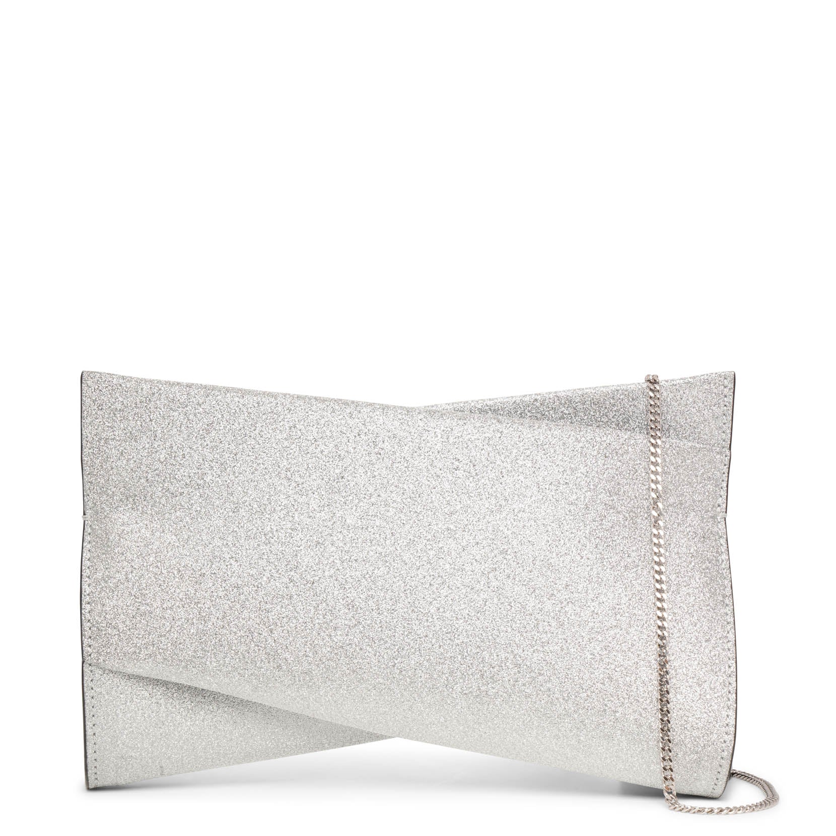 Loubitwist small silver glitter clutch