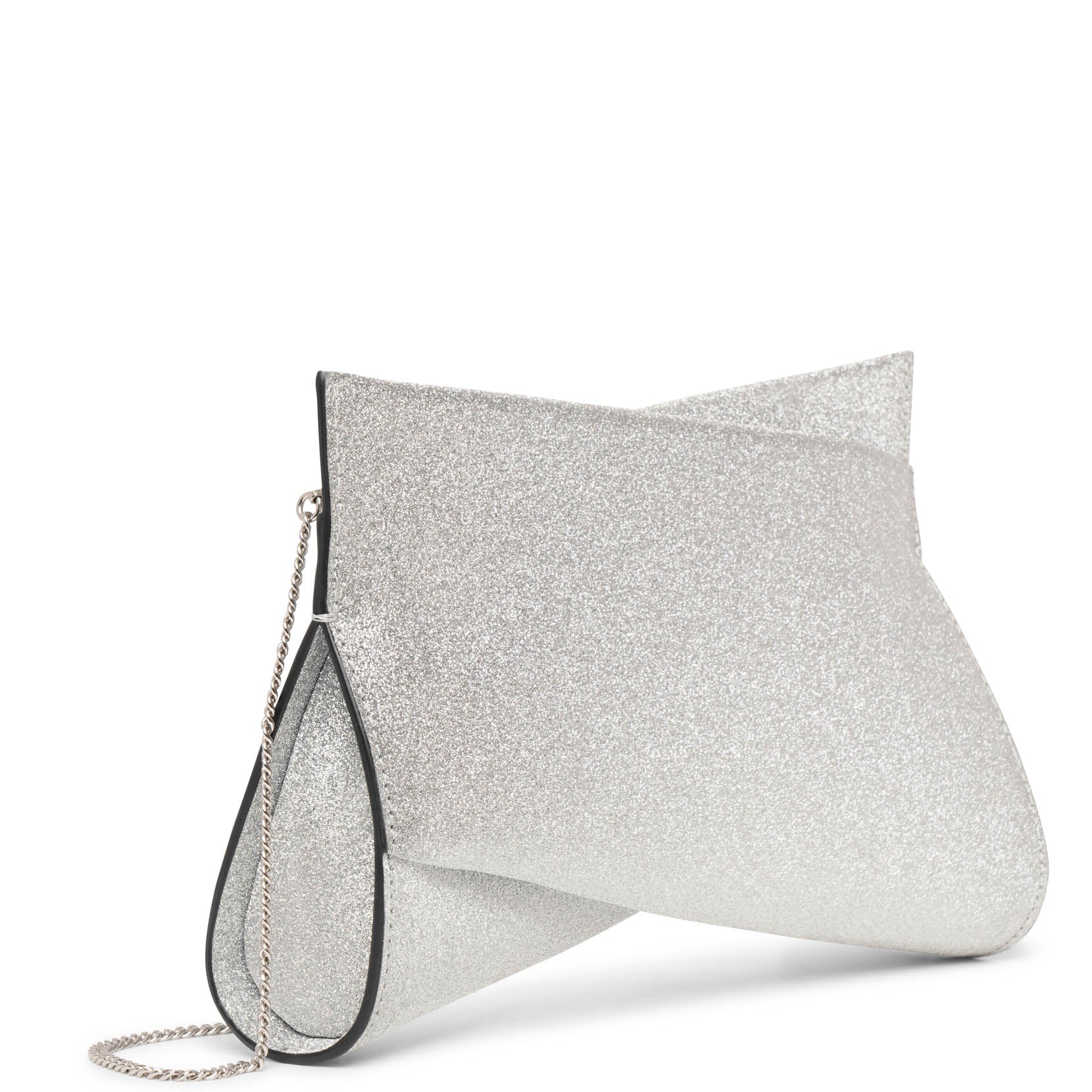Loubitwist small silver glitter clutch