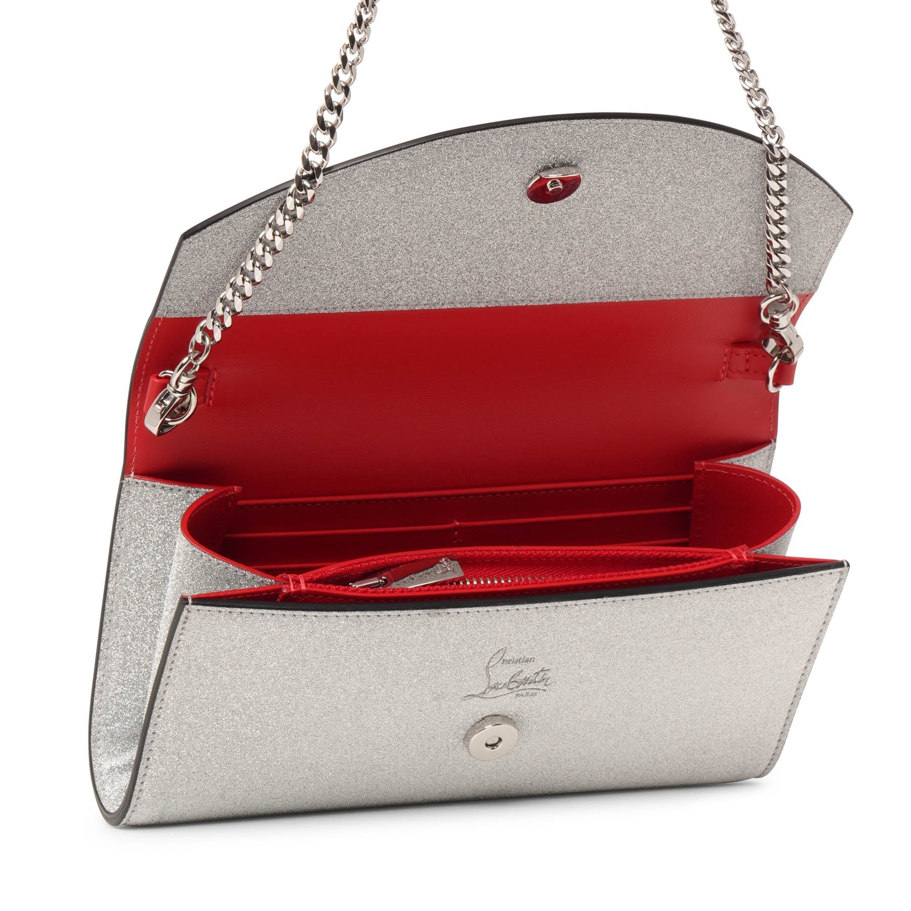 Loubi54 silver glitter wallet on chain