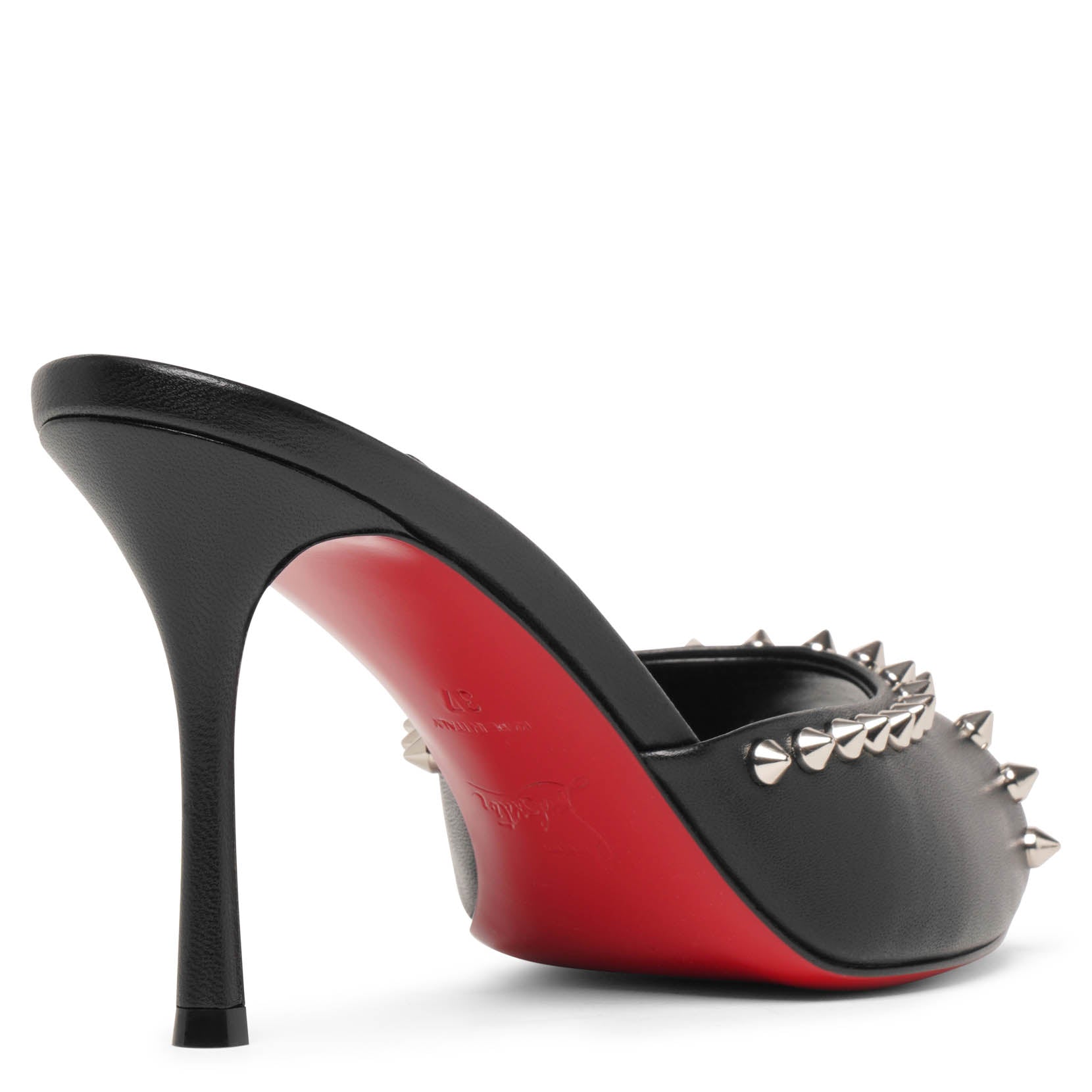 Me Dolly 85 black leather spikes mules