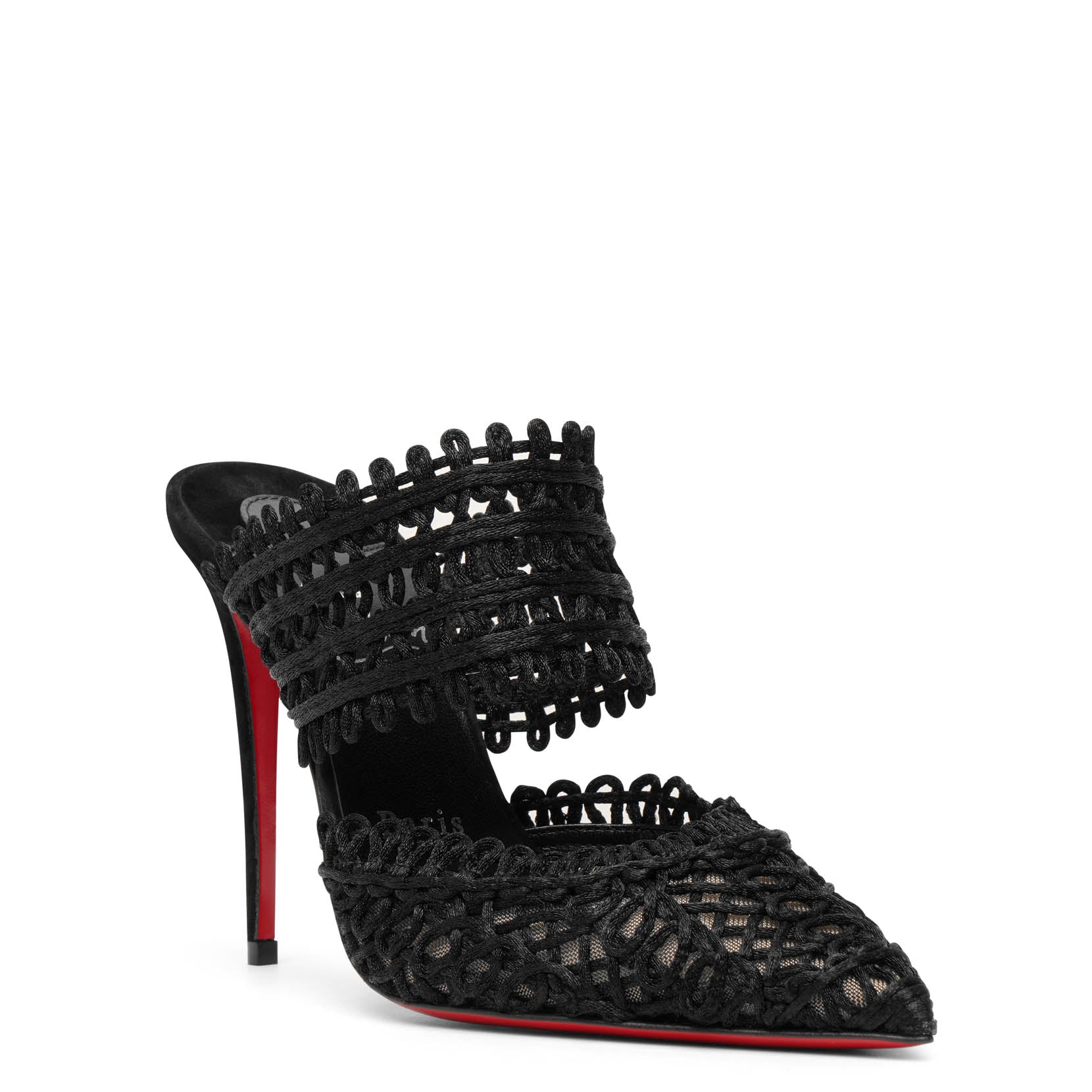 Deia 100 macrame black mule pumps