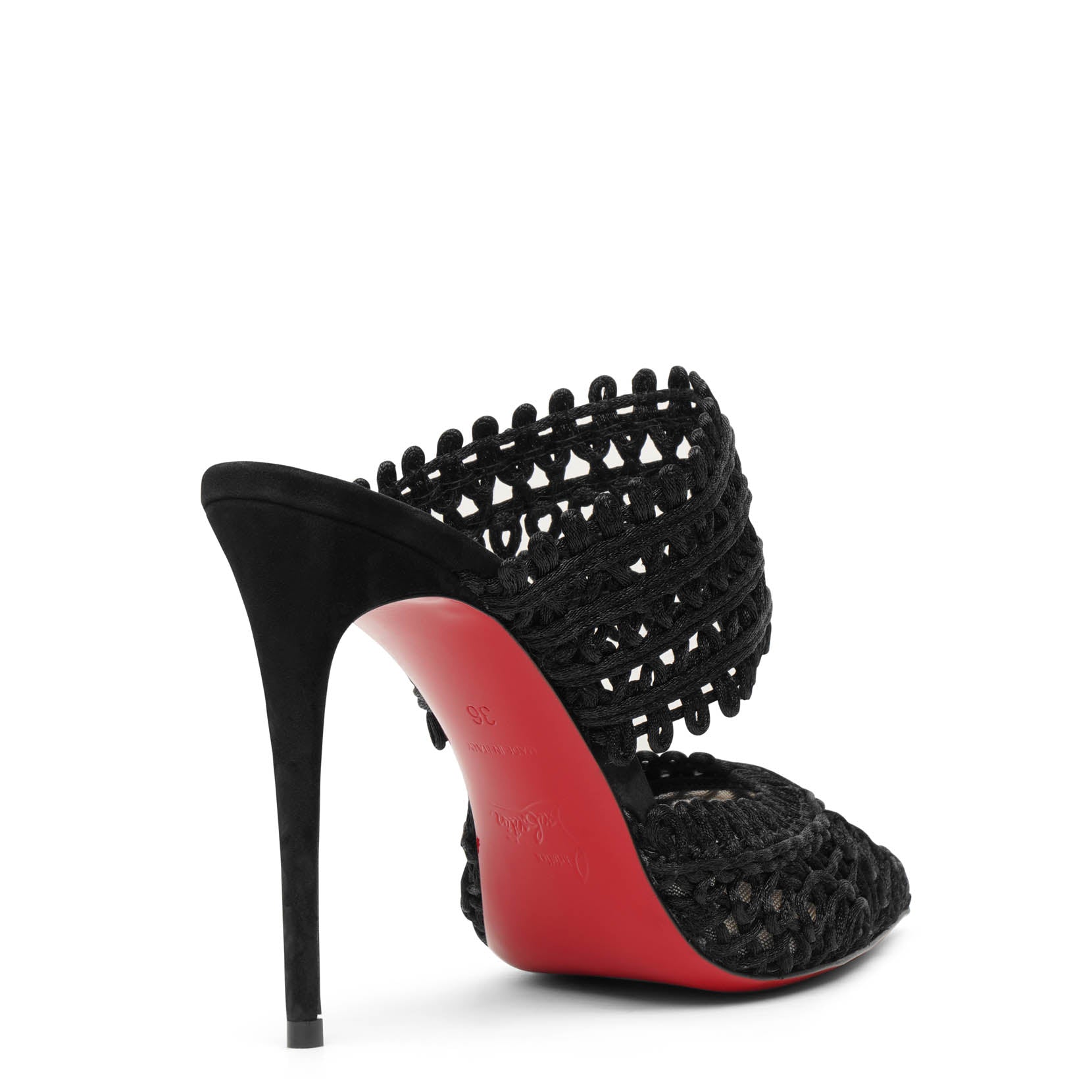Deia 100 macrame black mule pumps