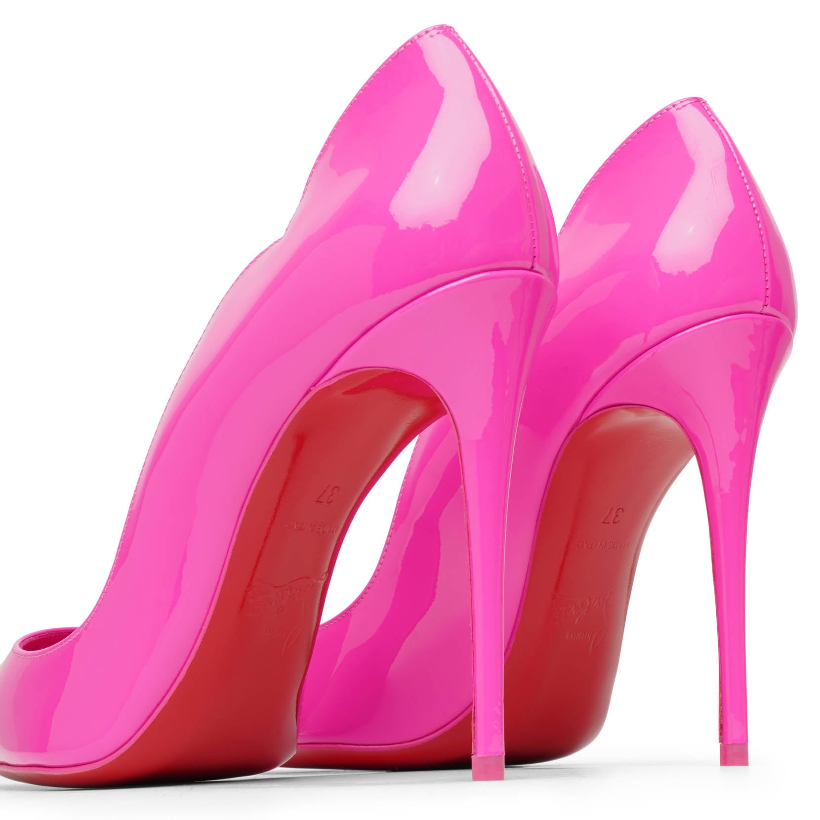 Hot Chick 100 pink patent pumps