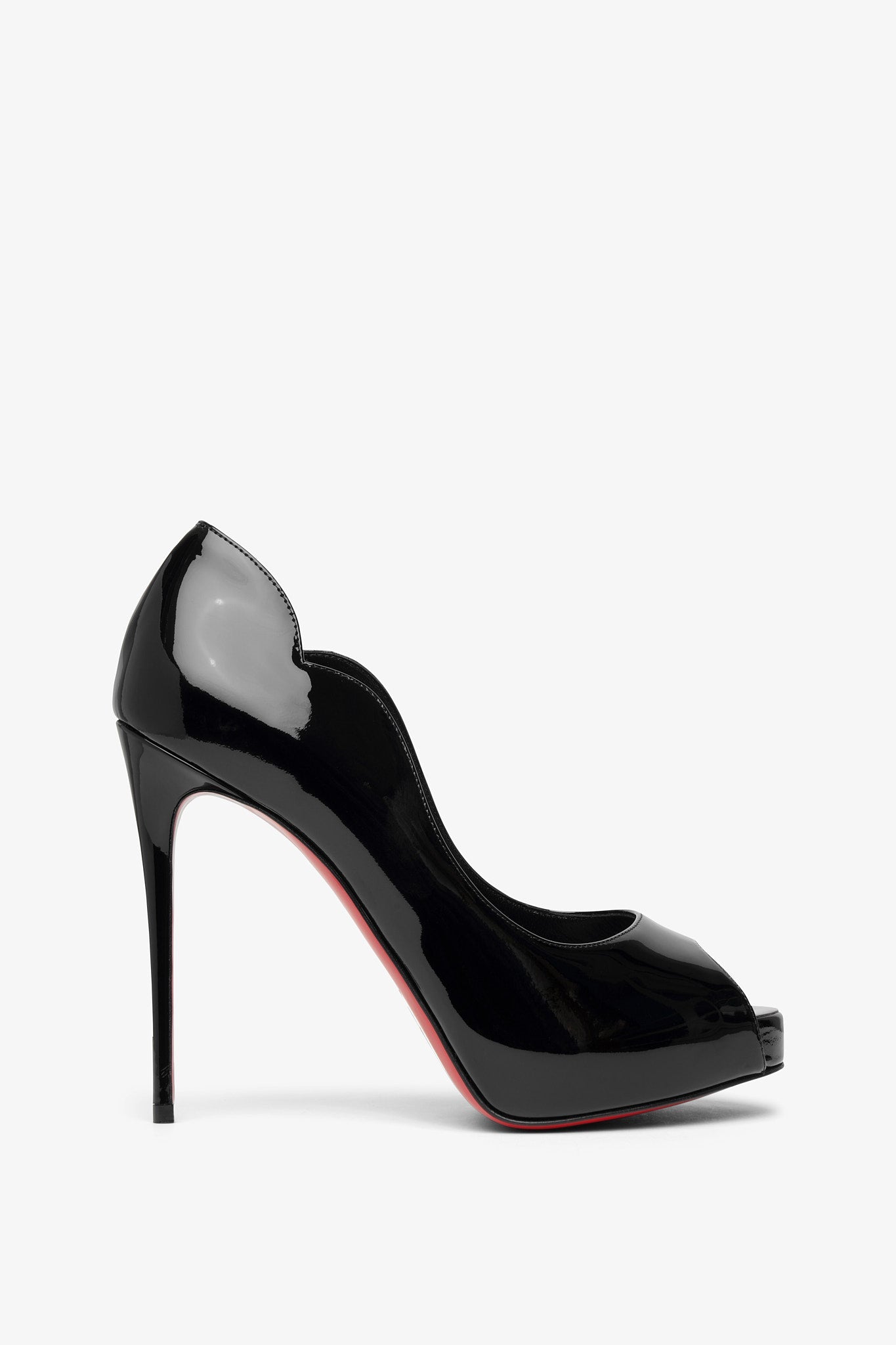 Hot Chick Alta 120 black patent pumps