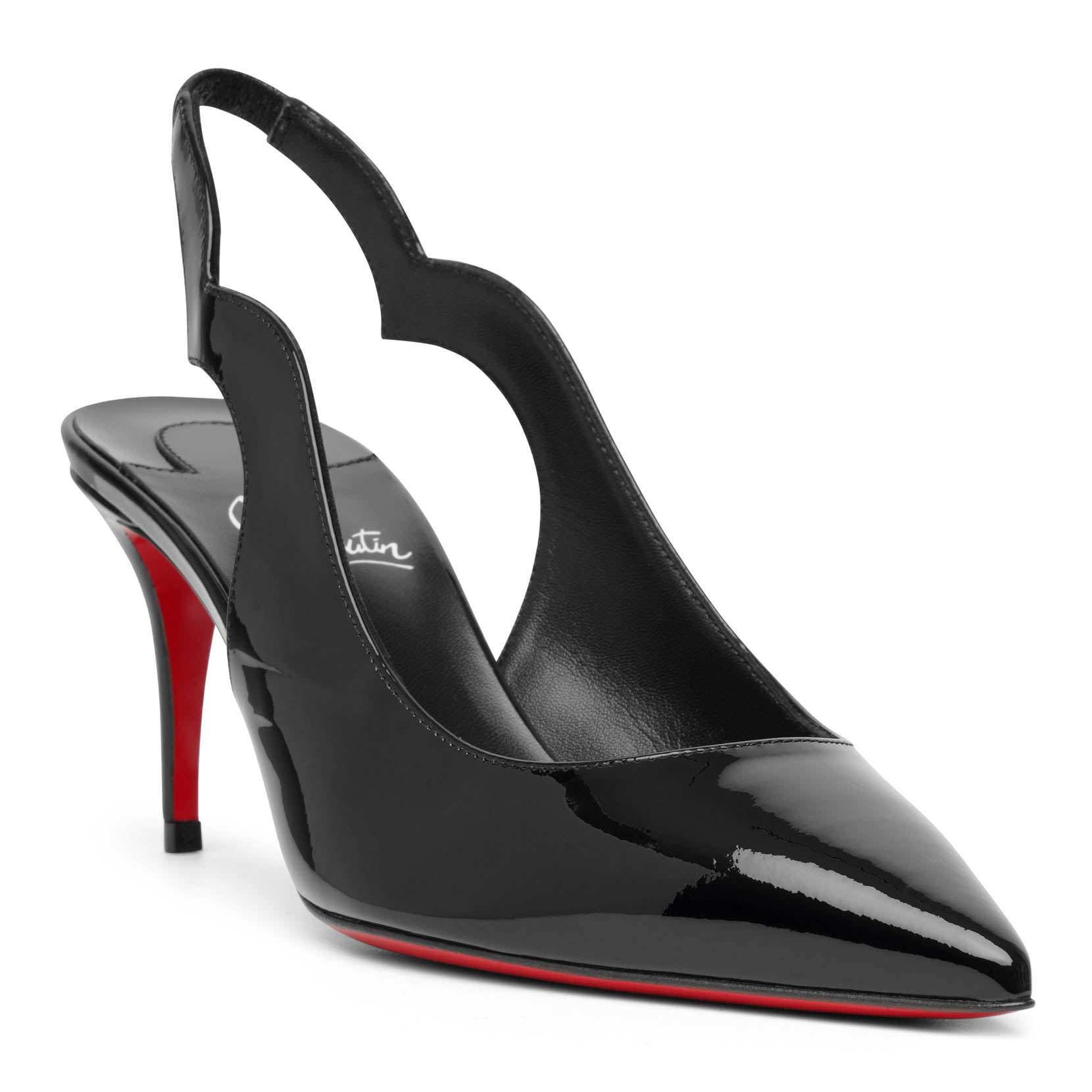 Hot Chick sling 70 patent black pumps