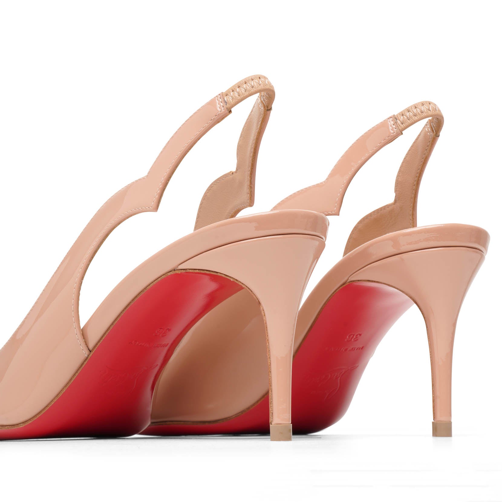 Hot Chick sling 70 beige patent pumps