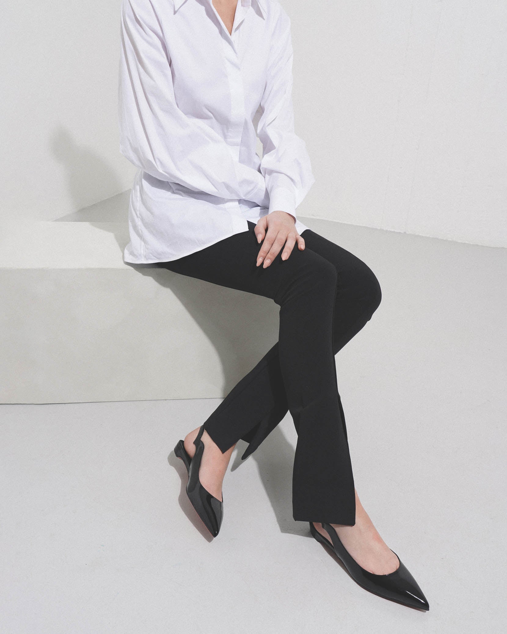 Hot Chickita sling black patent flats