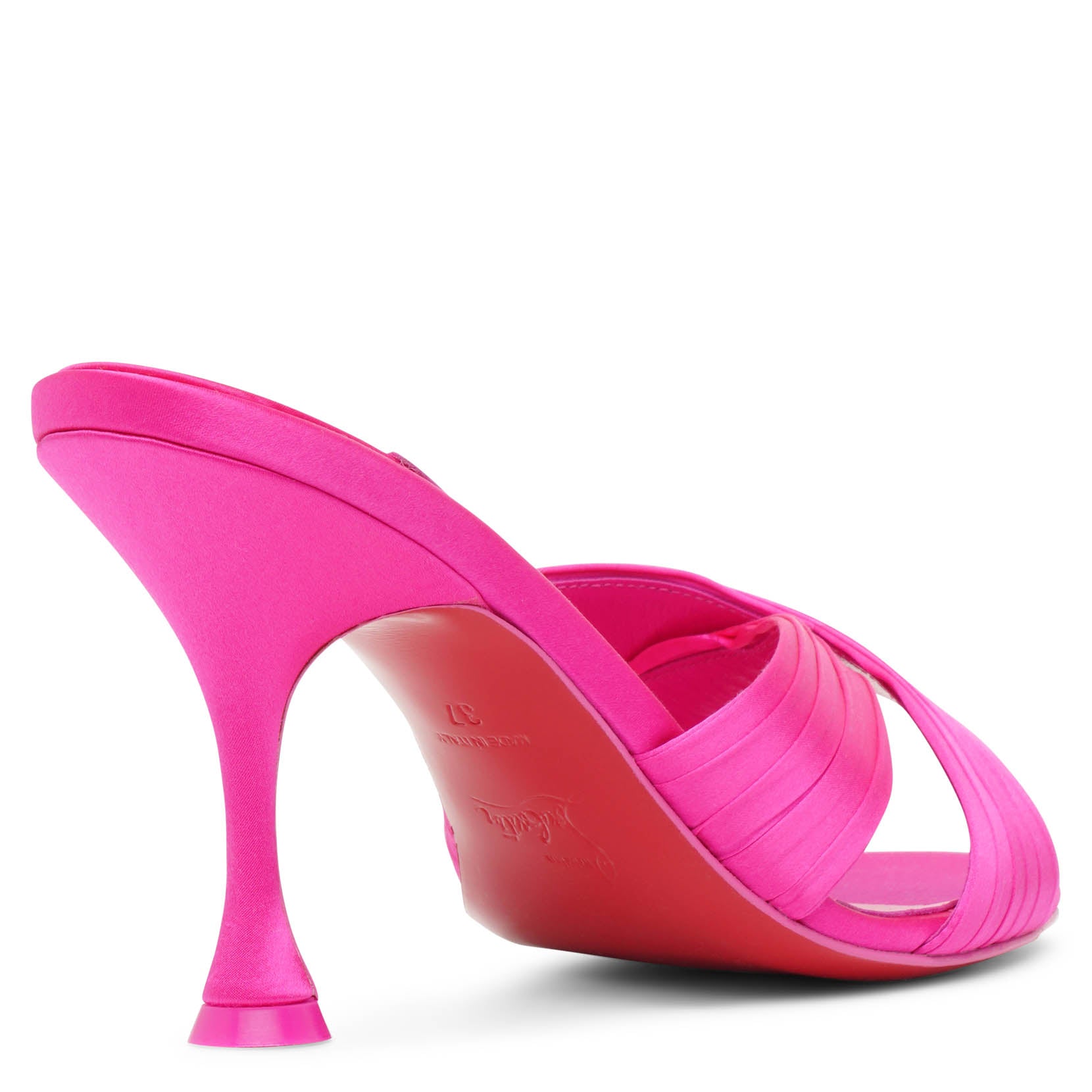 Nicol is Back 85 pink satin mules
