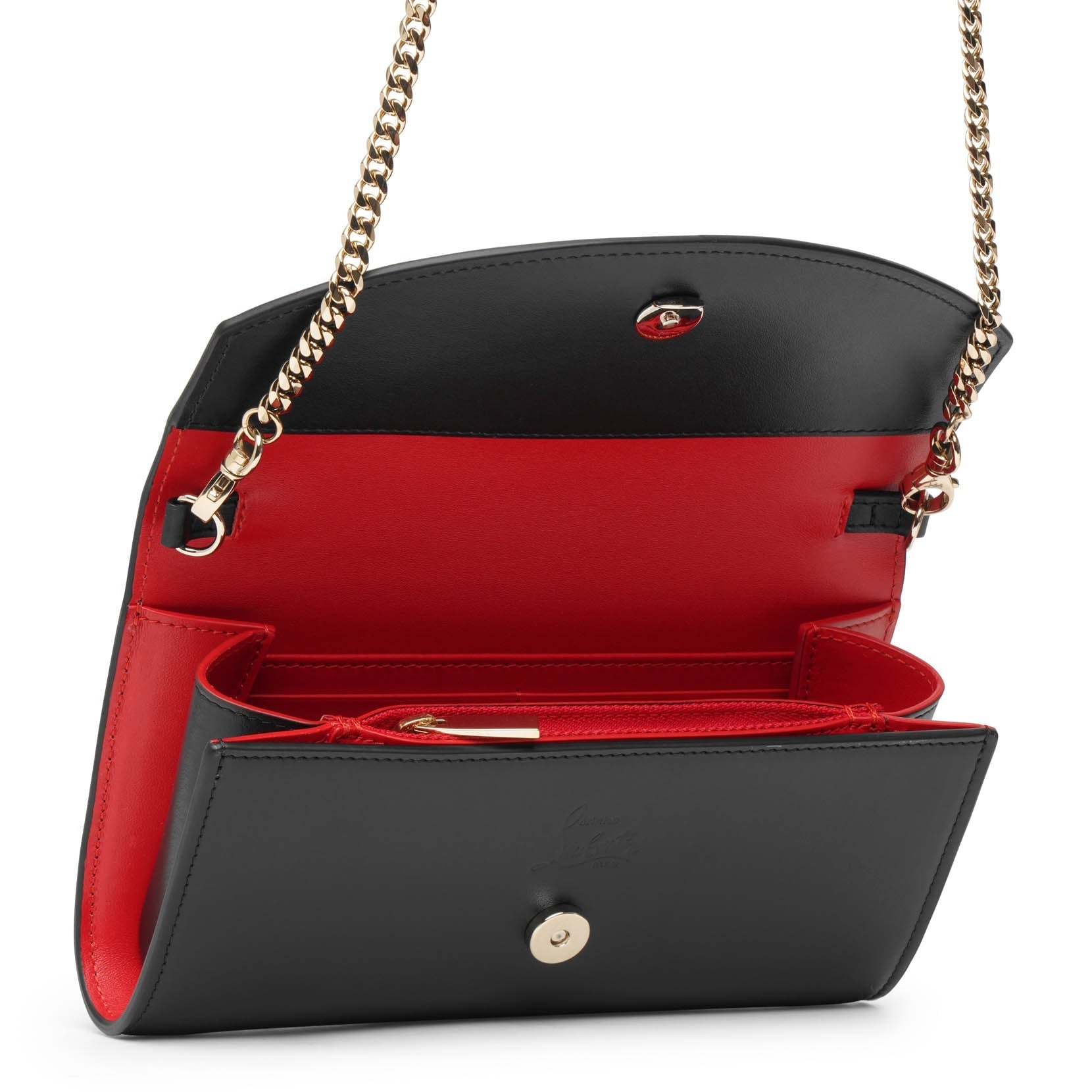 Loubi54 wallet on chain black gold clutch bag