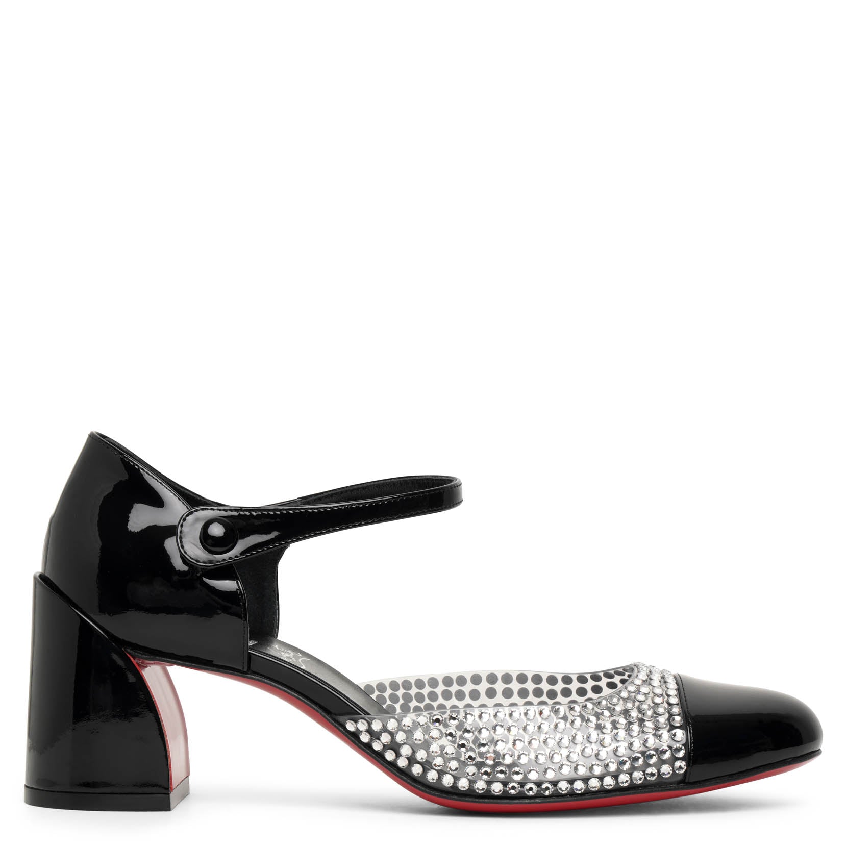 Miss Mj Strass 55 black patent pvc pumps