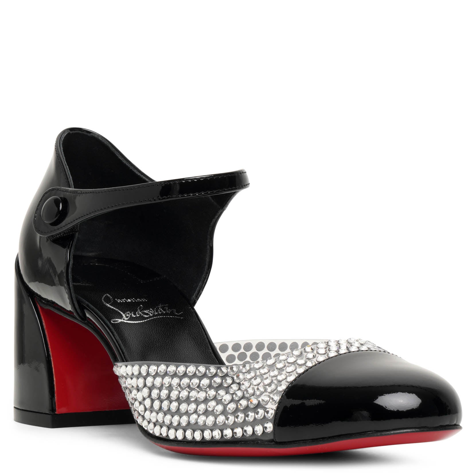 Miss Mj Strass 55 black patent pvc pumps