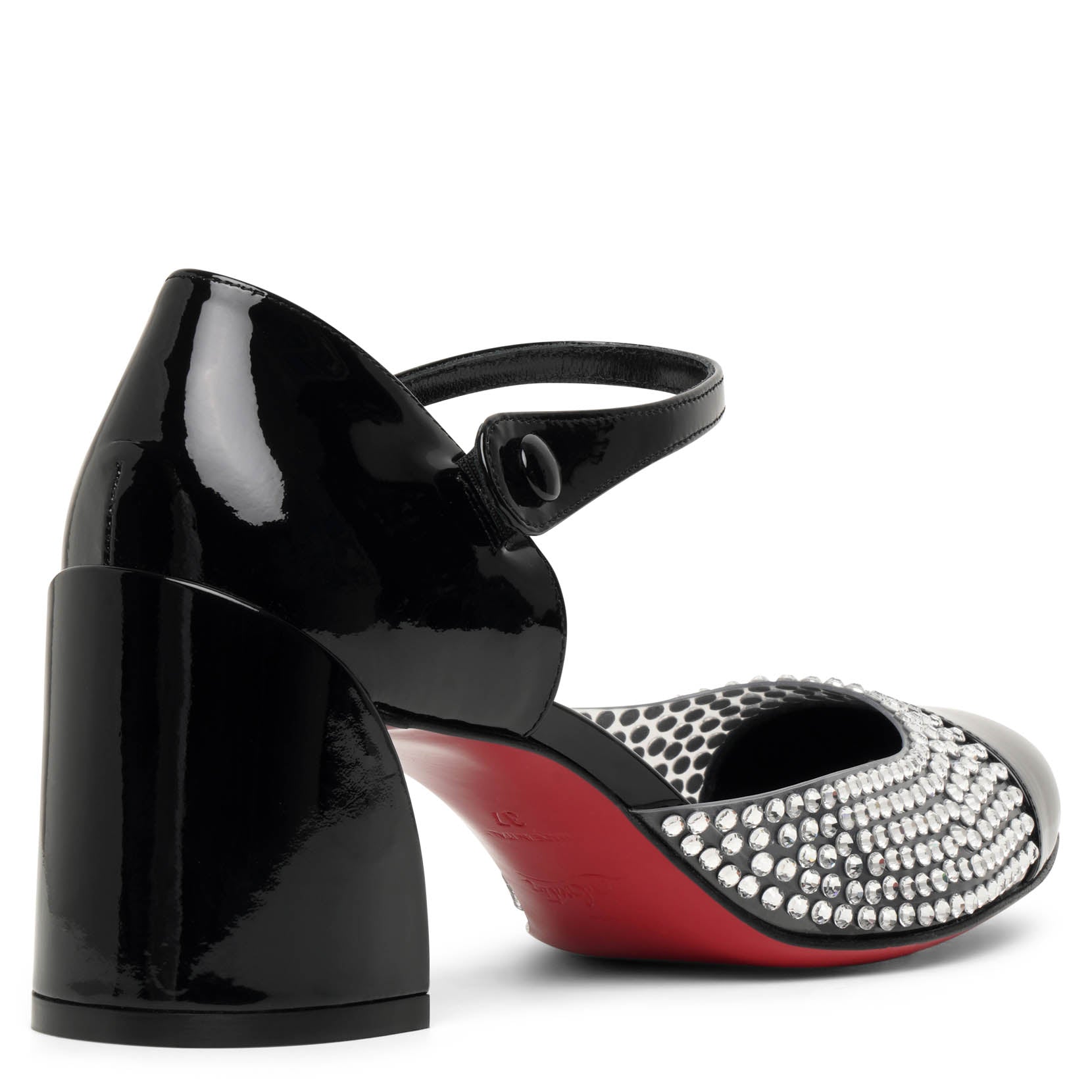 Miss Mj Strass 55 black patent pvc pumps