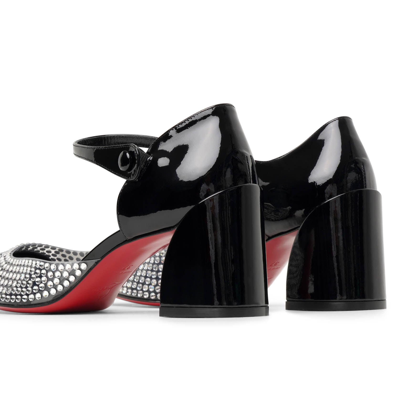 Miss Mj Strass 55 black patent pvc pumps