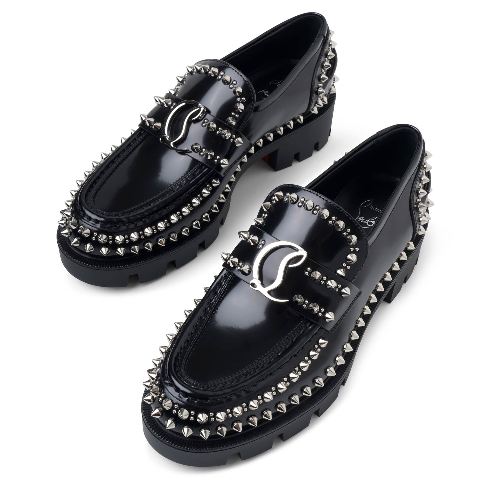CL Moc black spikes leather flats