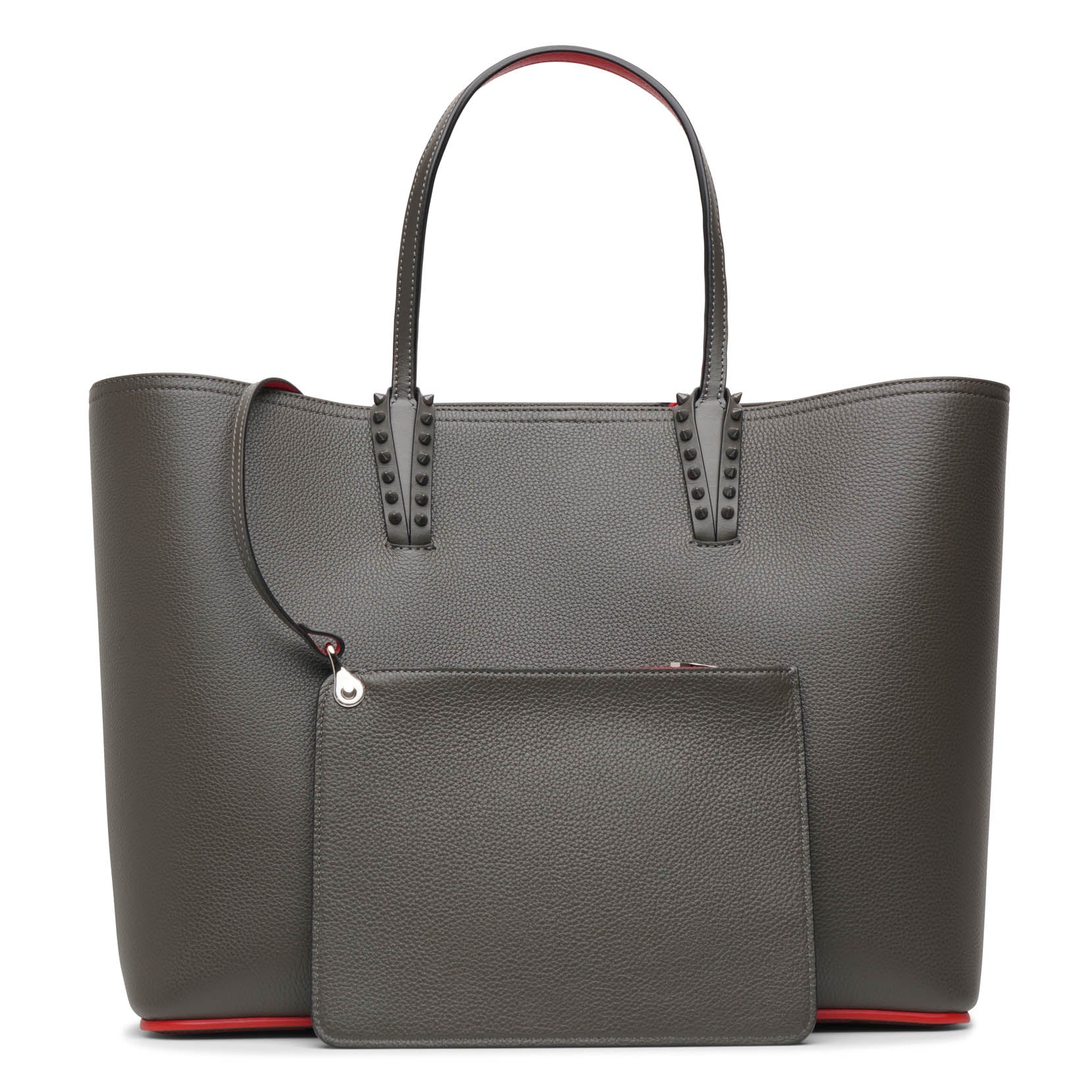 Cabata large dark grey leather tote bag
