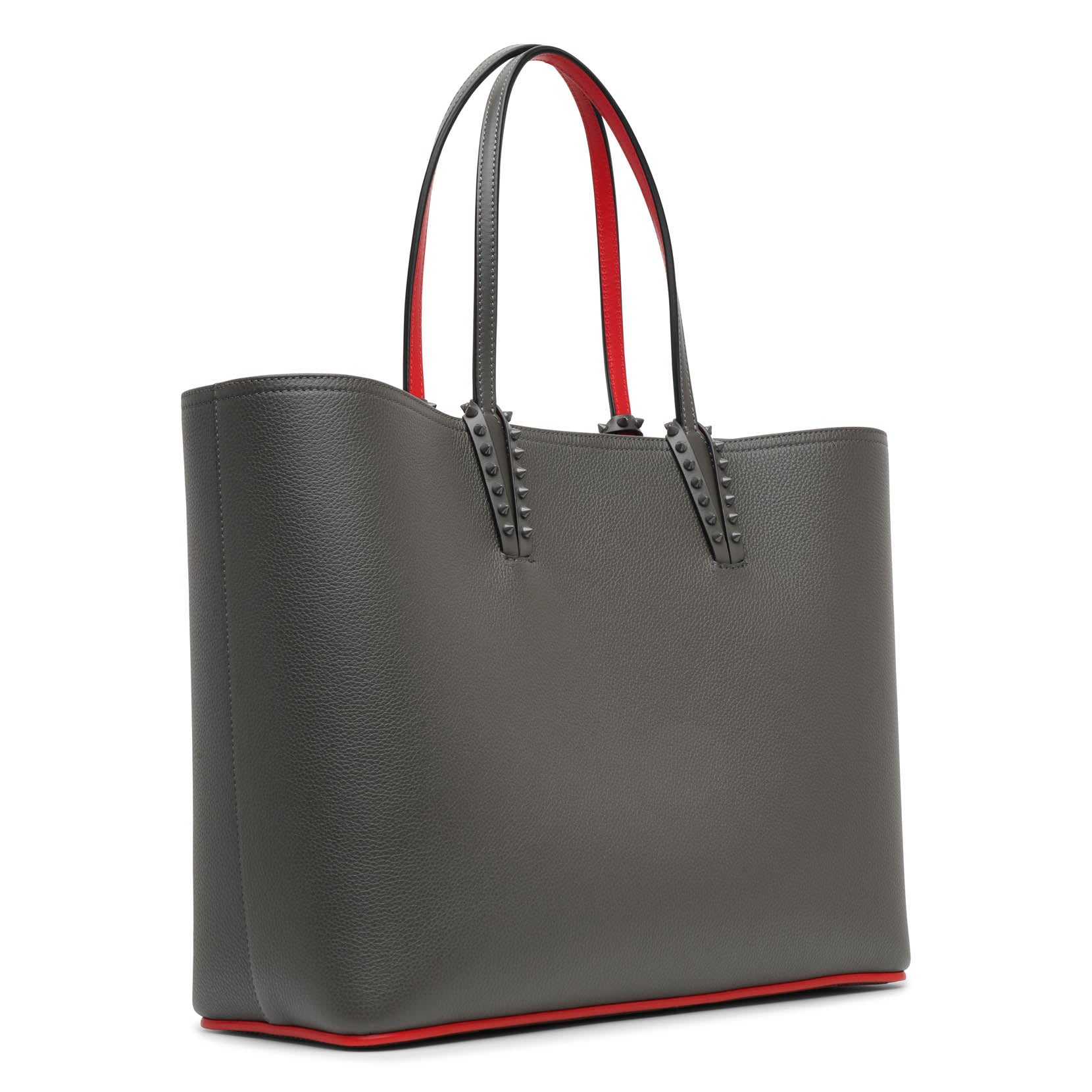 Cabata large dark grey leather tote bag