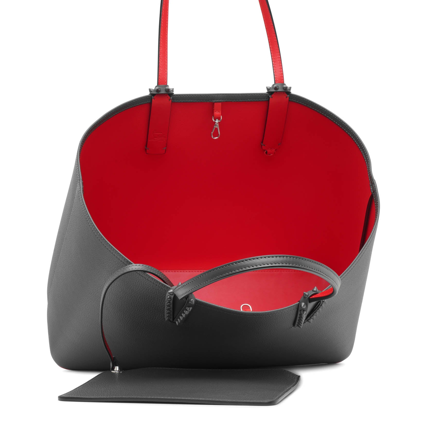 Cabata large dark grey leather tote bag