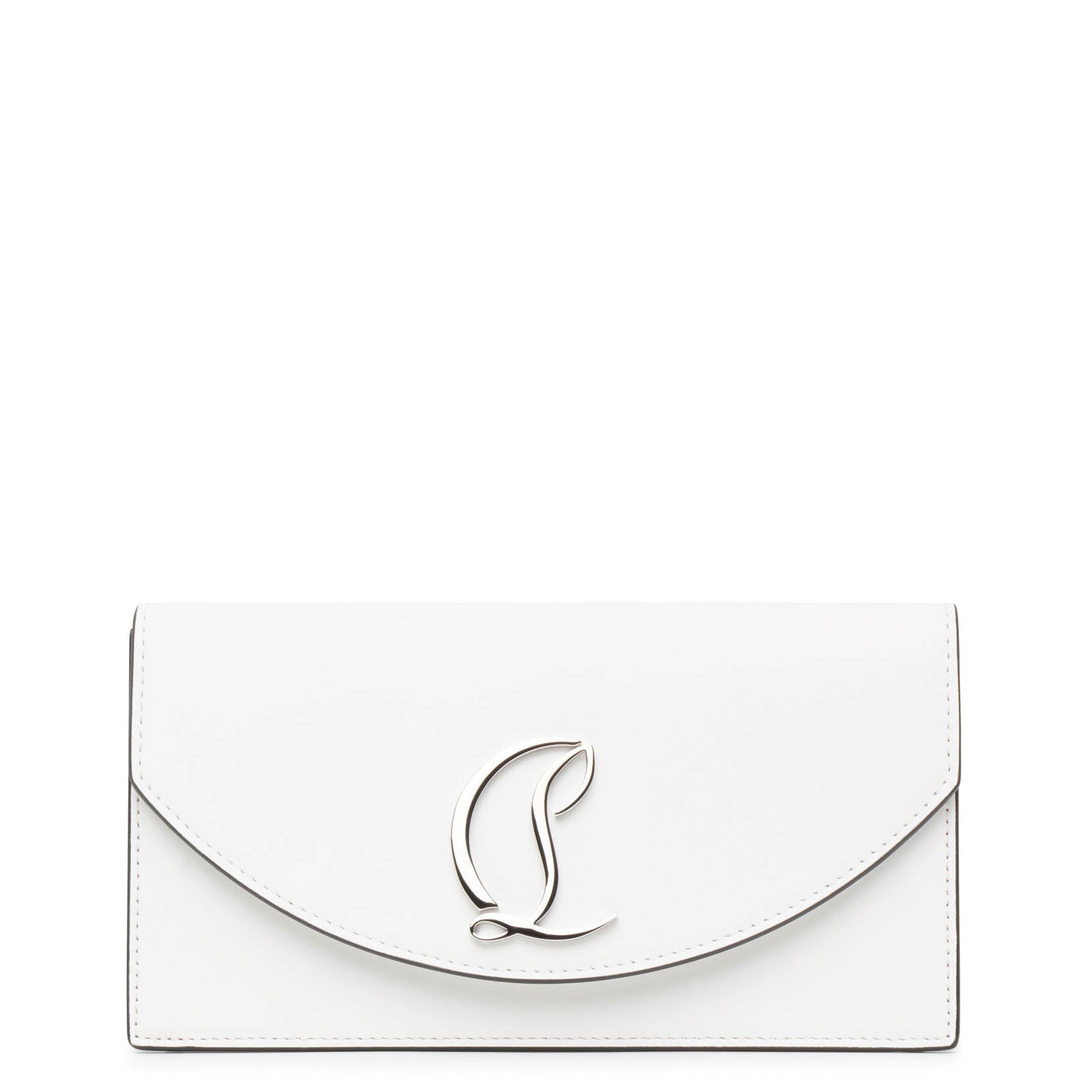 Loubi54 white leather clutch bag
