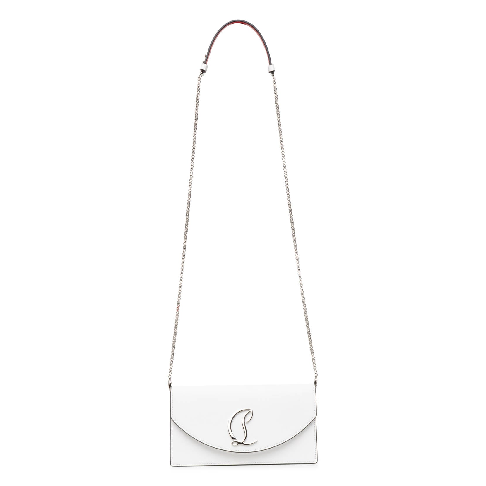 Loubi54 white leather clutch bag