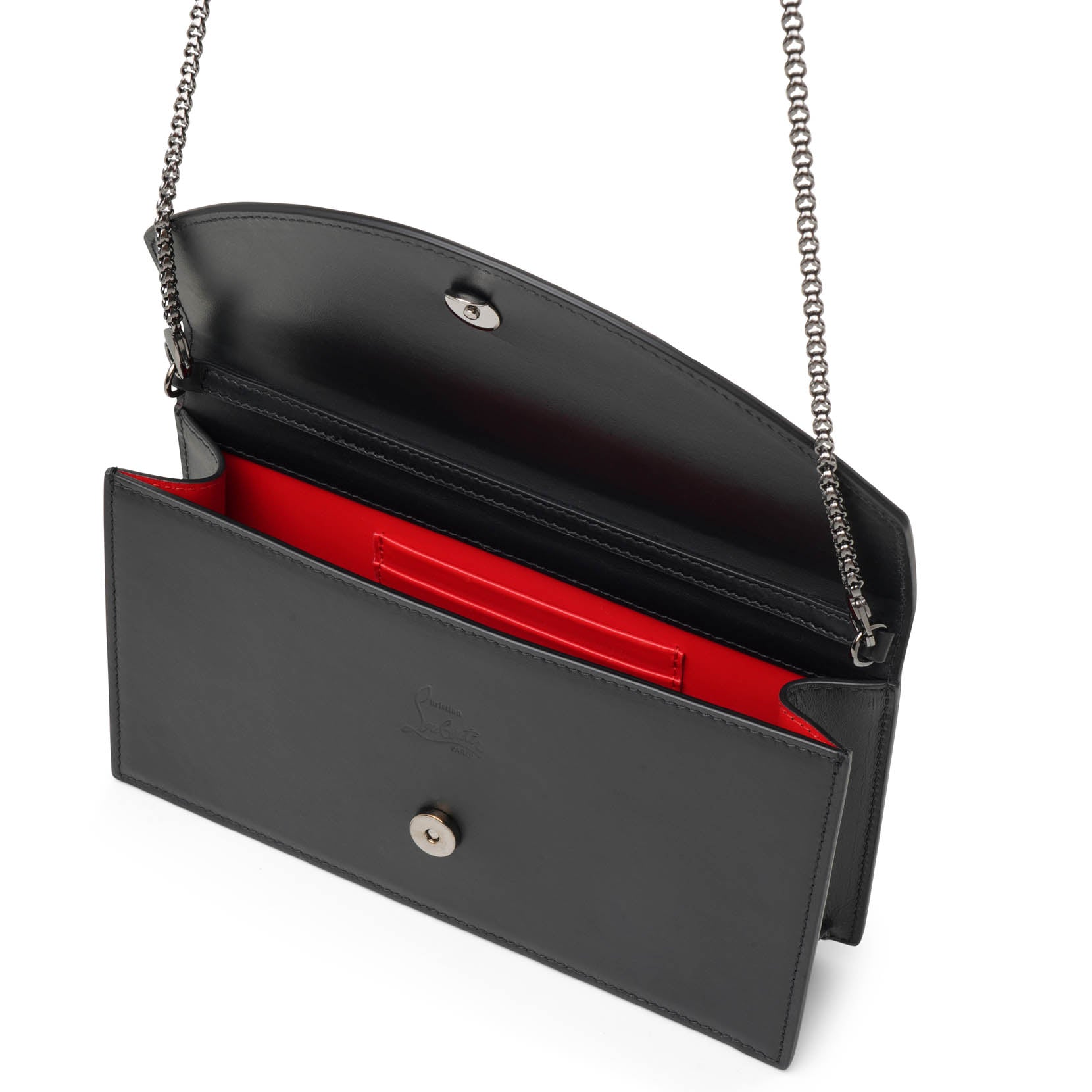 Loubi54 black leather clutch bag