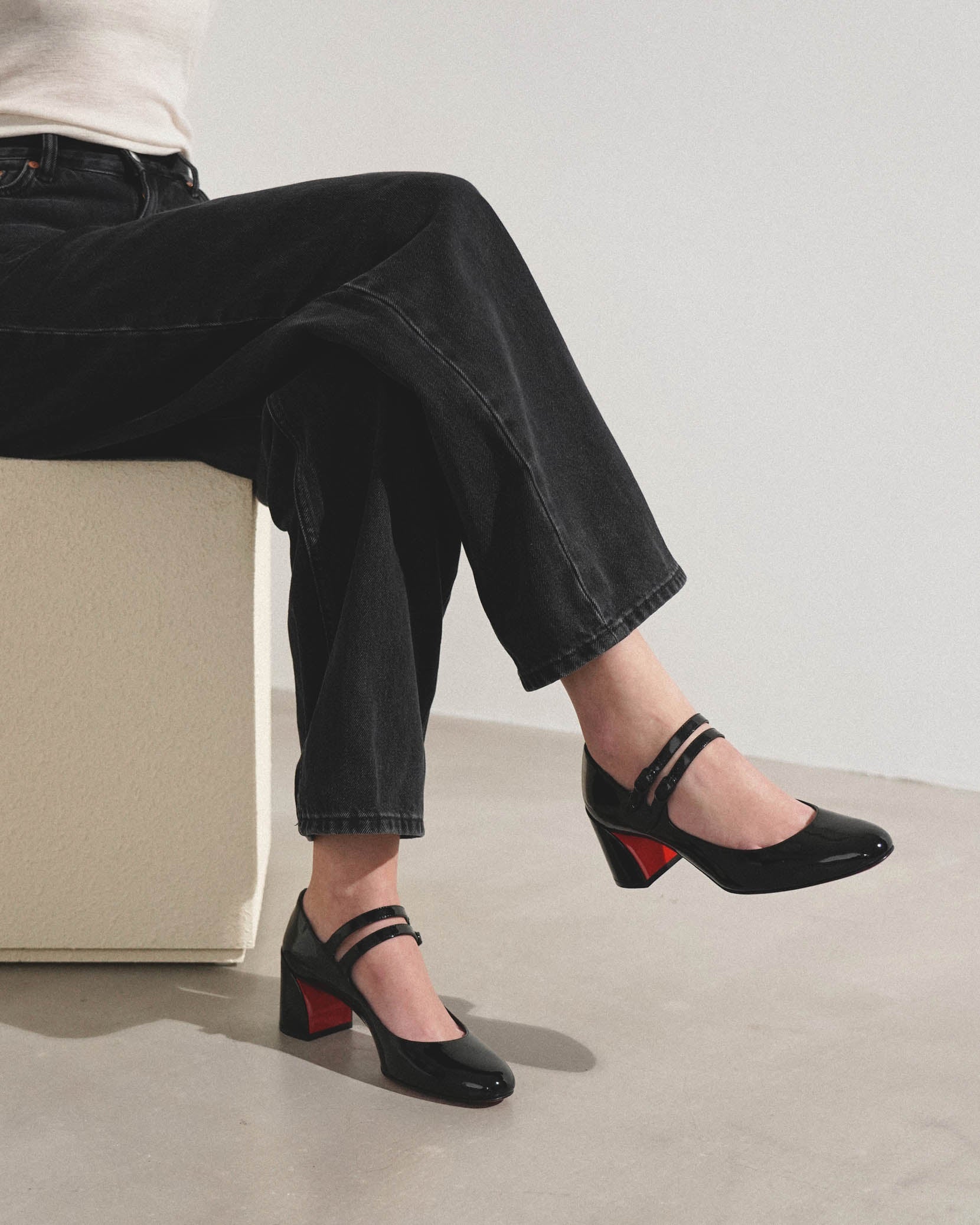 Miss Jane 55 black patent pumps