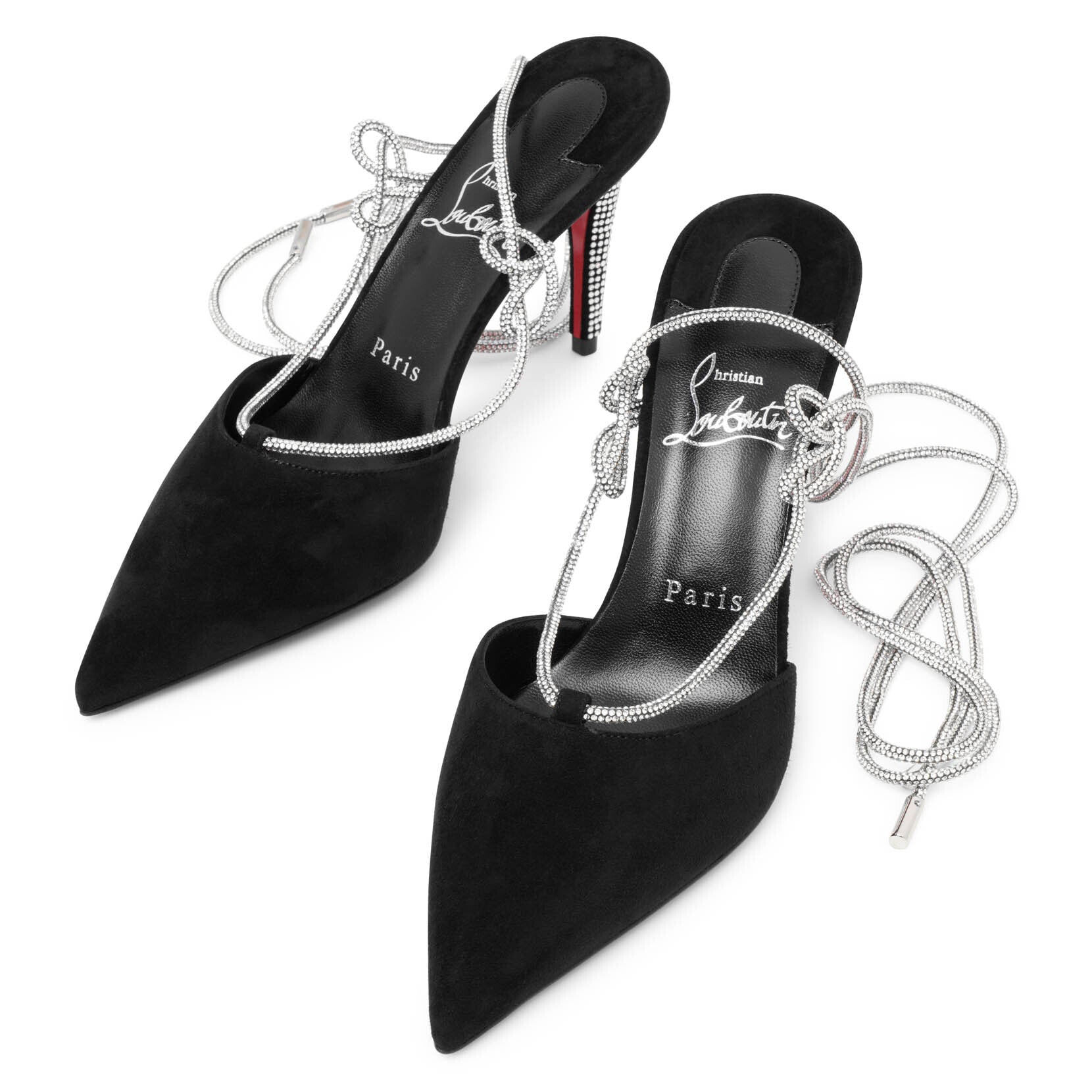 Astrid lace black suede pumps