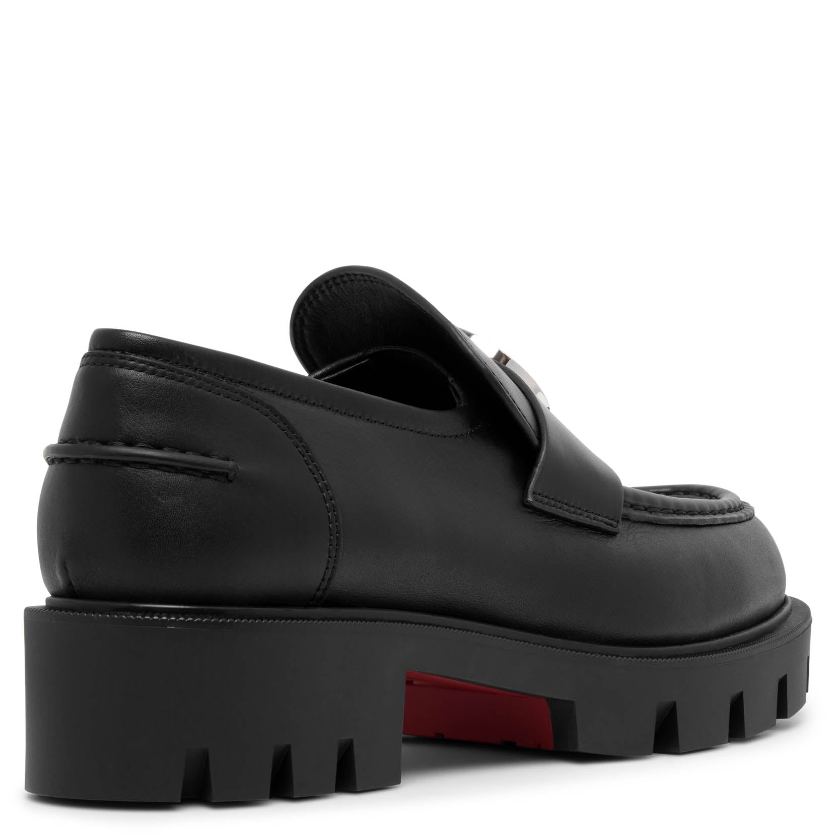 CL Moc lug black leather flats