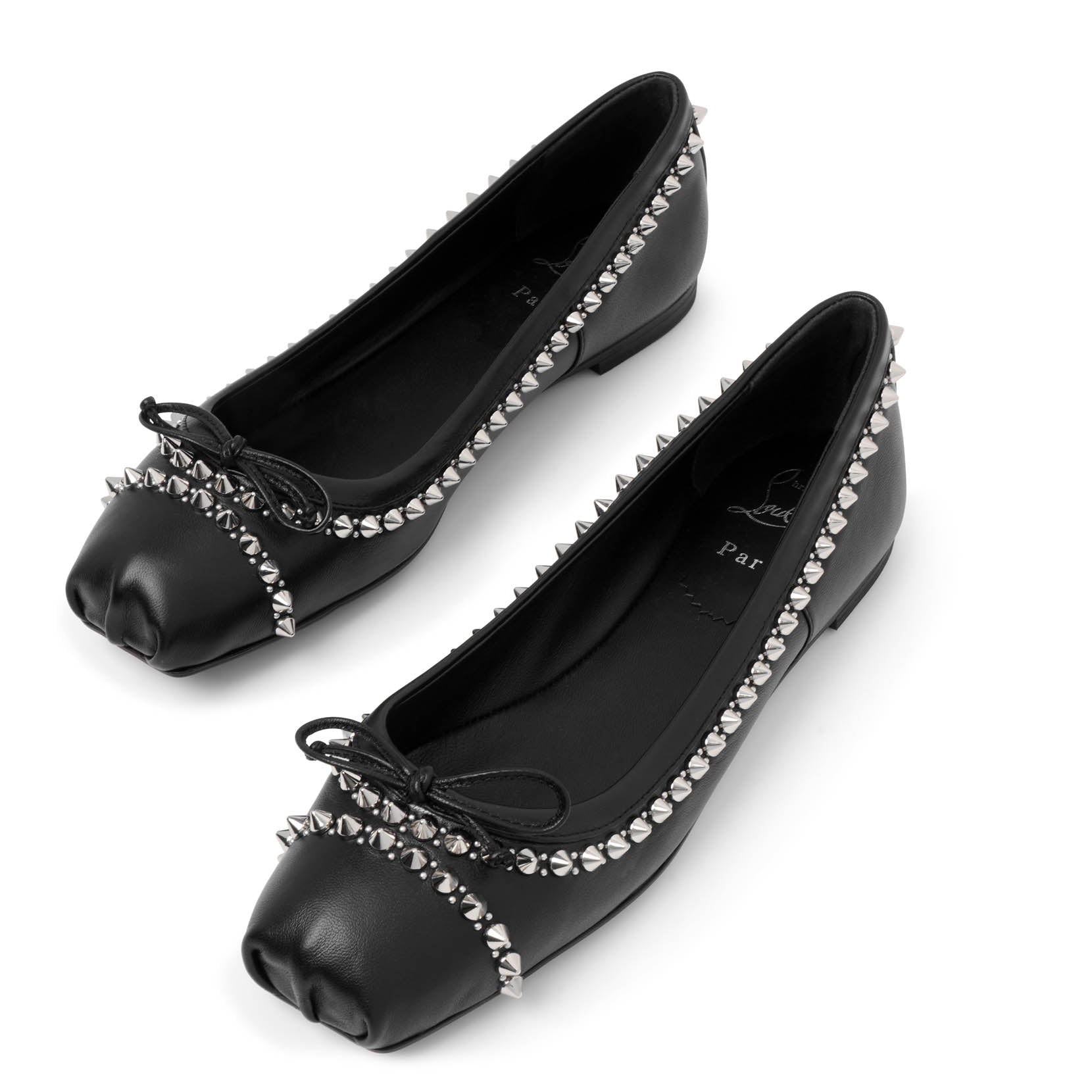 Mamadrague black leather spikes flats
