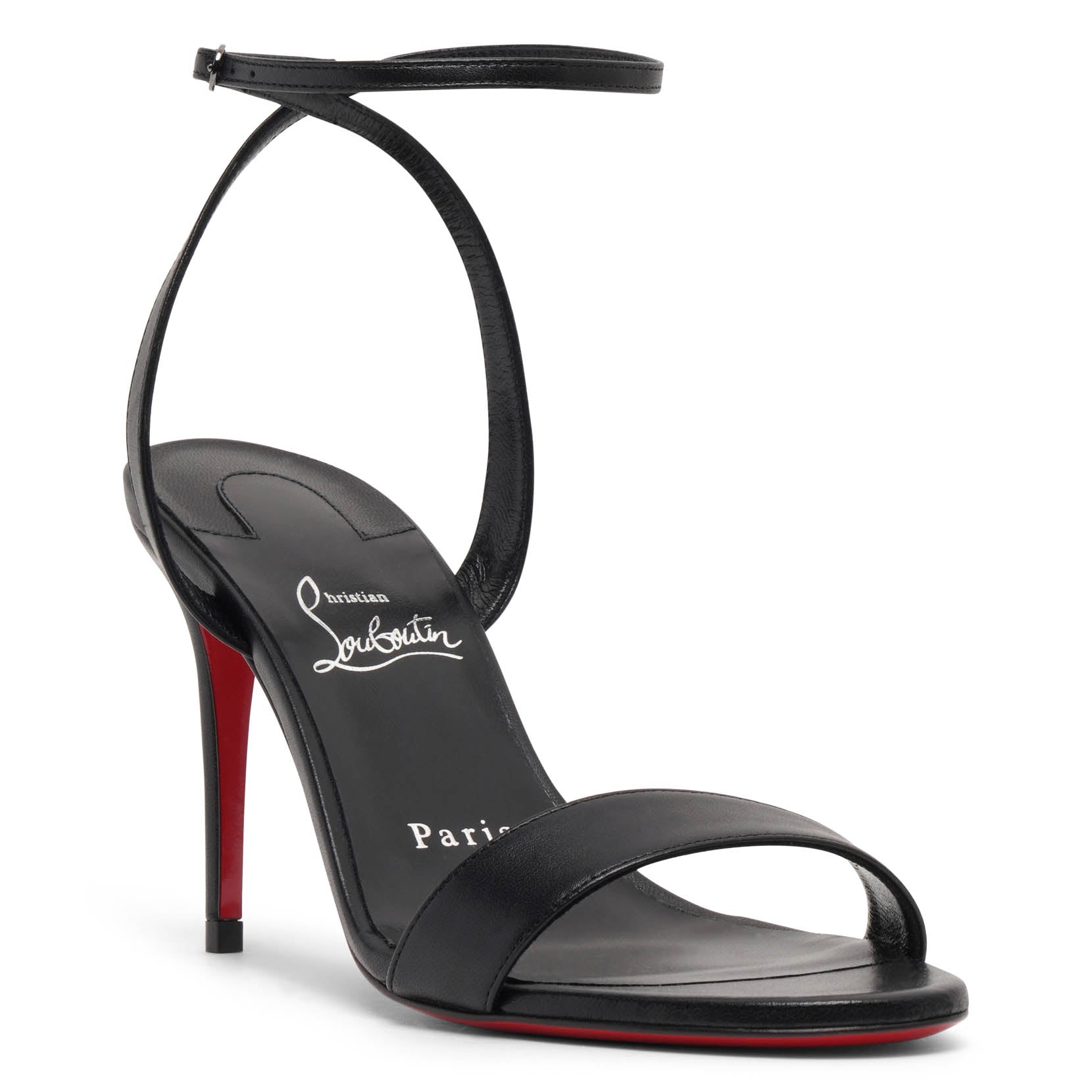 Loubigirl 85 black leather sandals