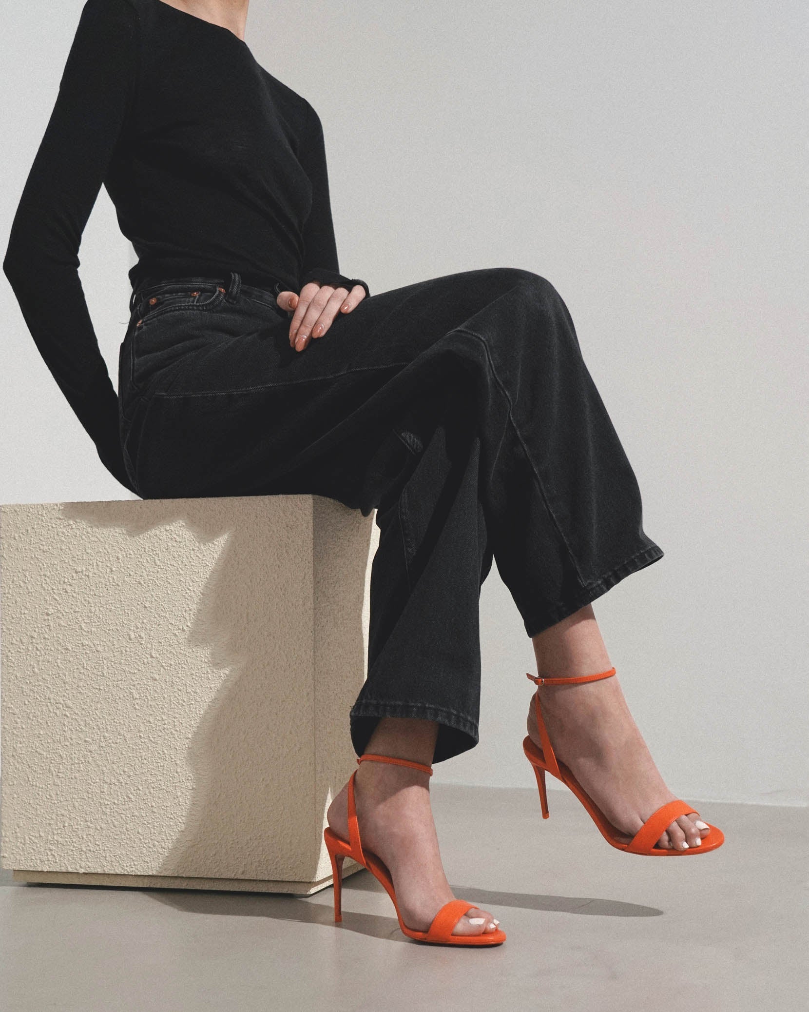Loubigirl 85 orange leather sandals