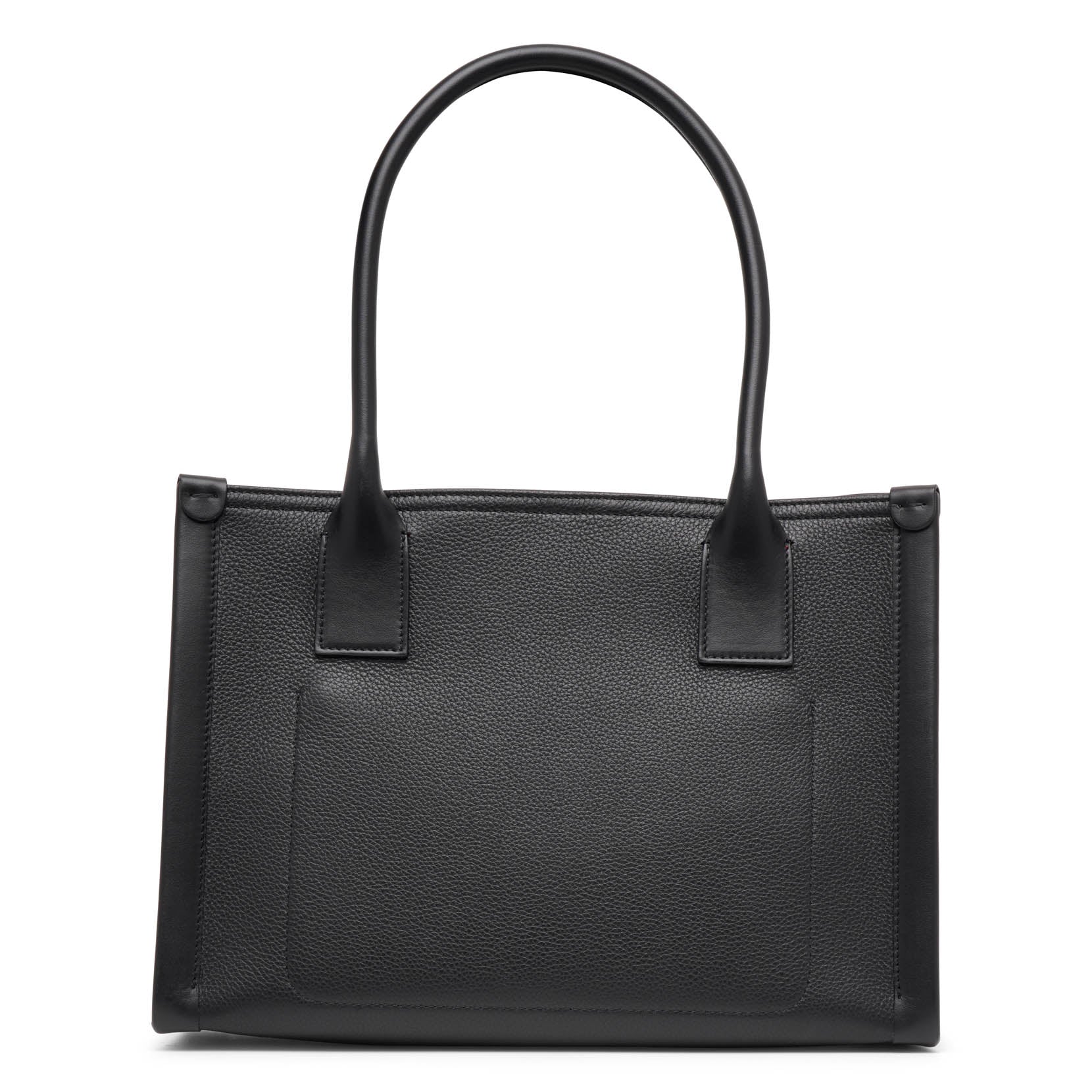 By my side E/W black leather tote bag