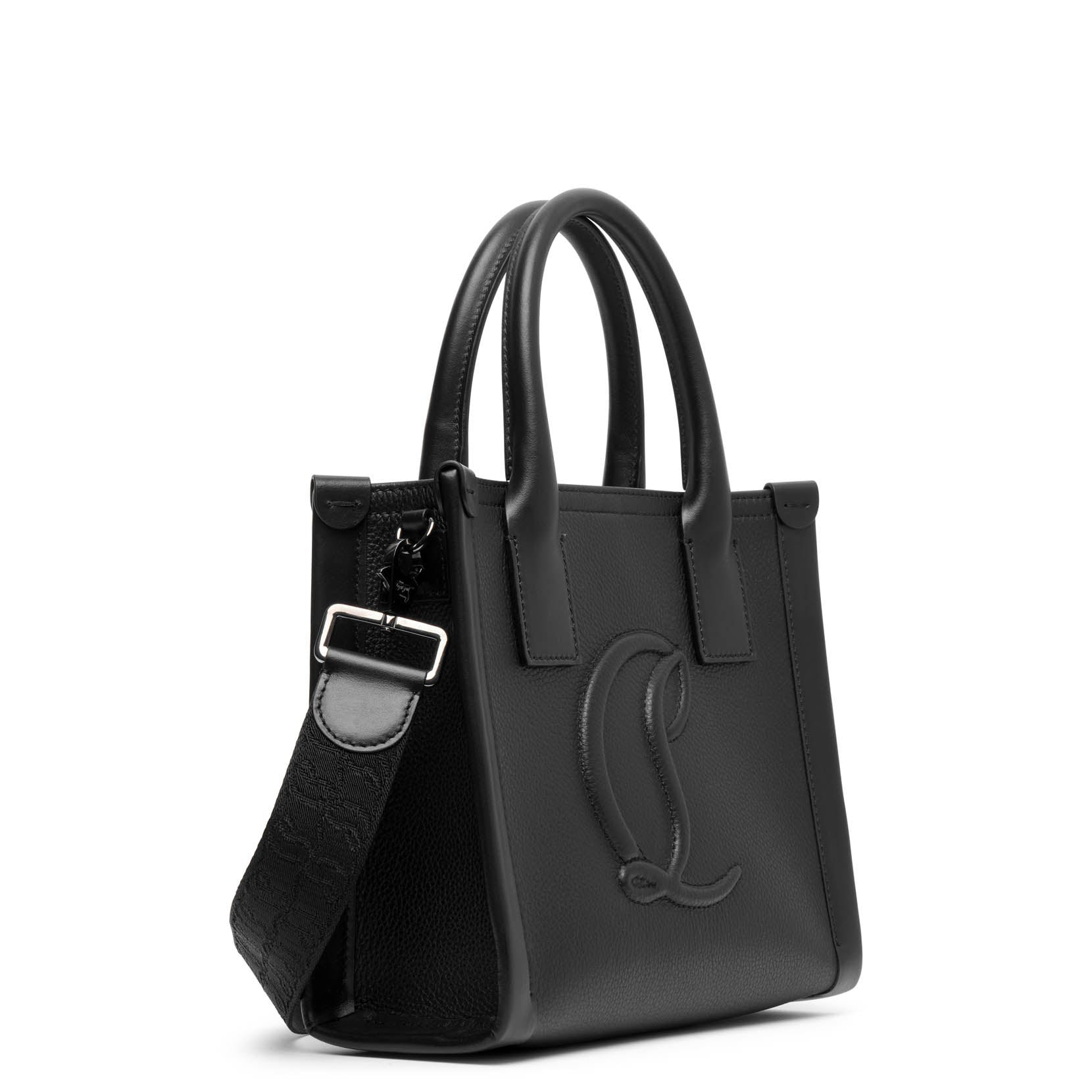 By my side E/W mini black leather tote bag
