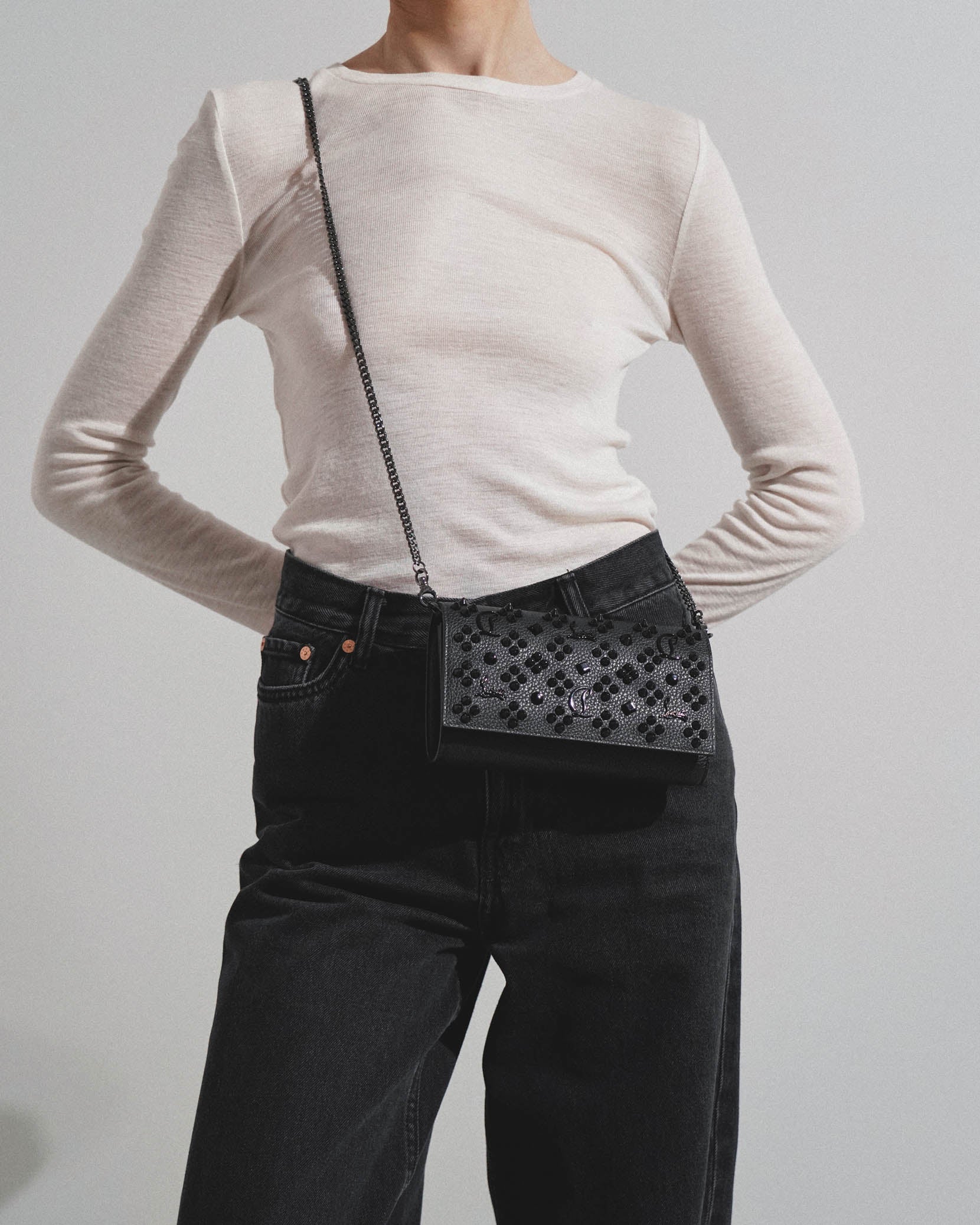 Paloma loubinthesky black leather wallet on chain