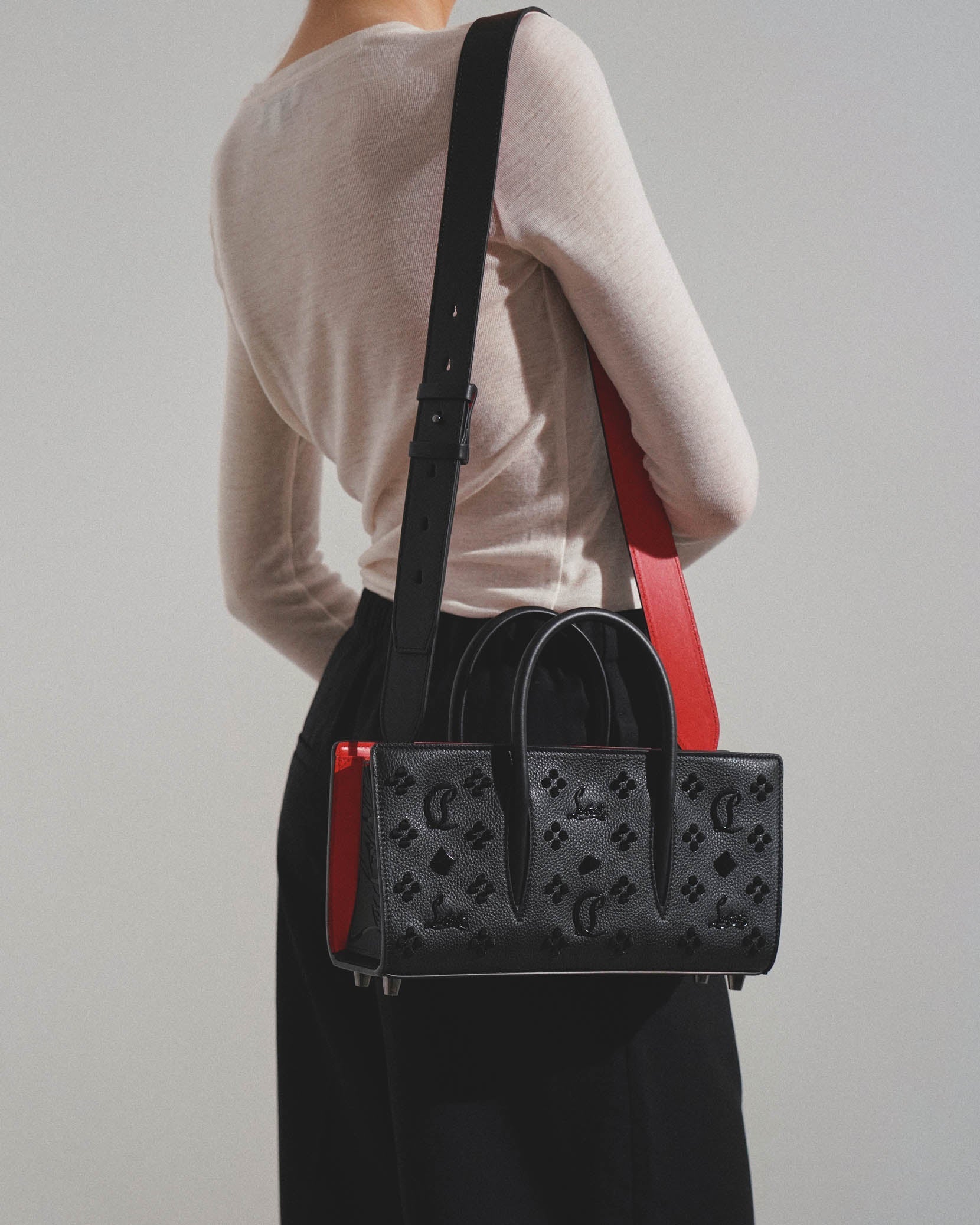 Paloma S baguette loubinthesky black leather bag