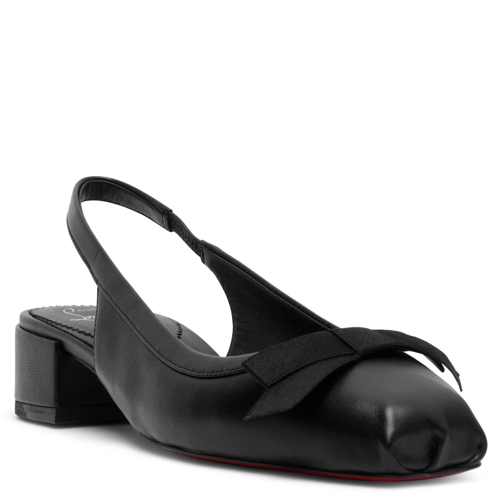 Mamaflirt black leather sling pumps