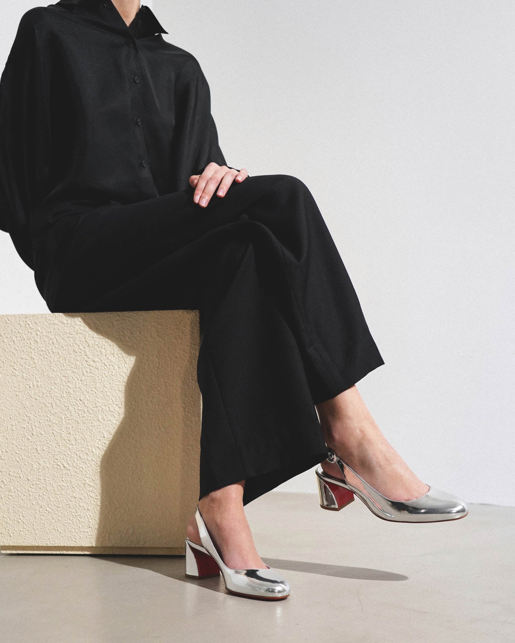 So Jane sling 55 silver patent slingbacks