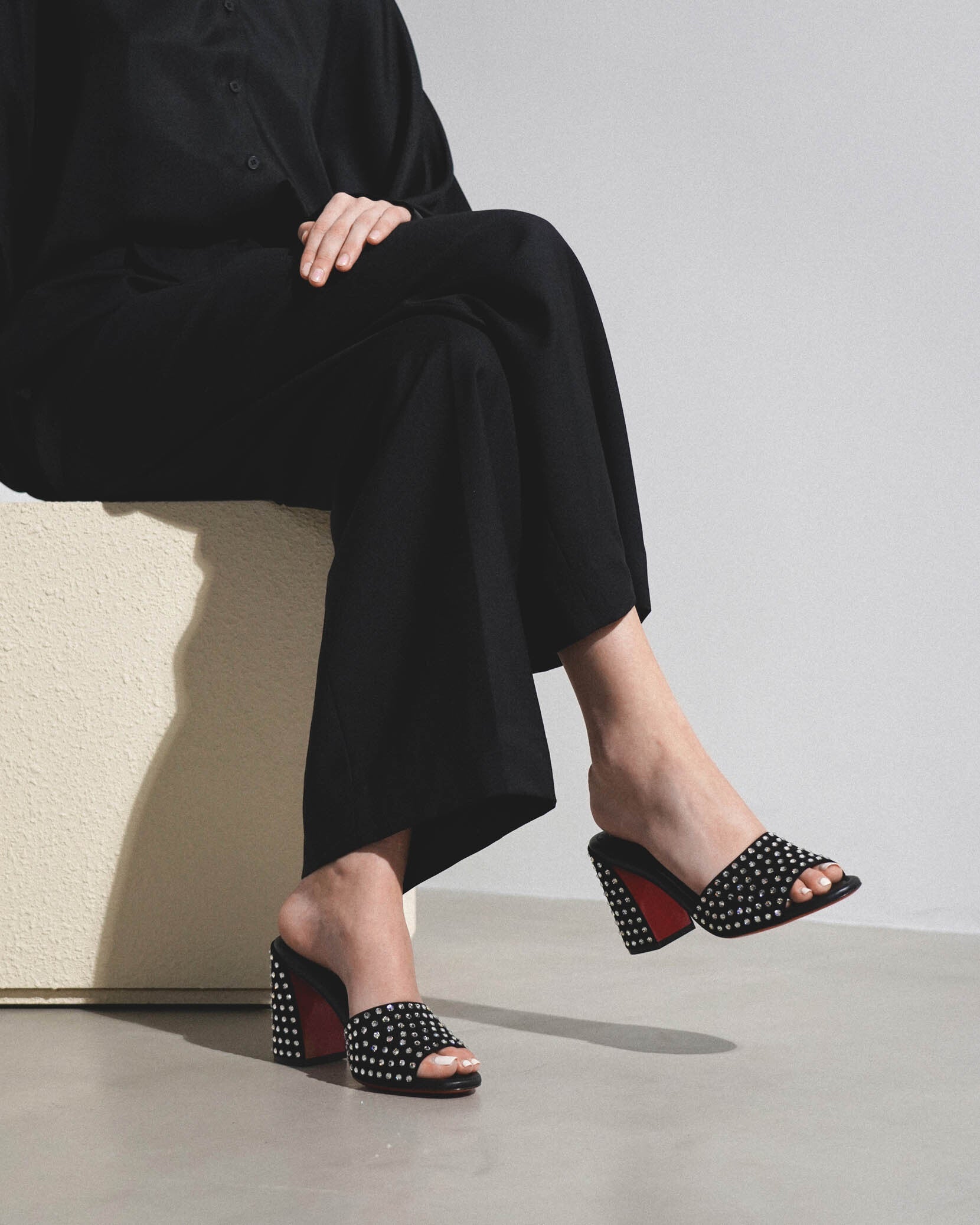 Jane 85 black strass mules