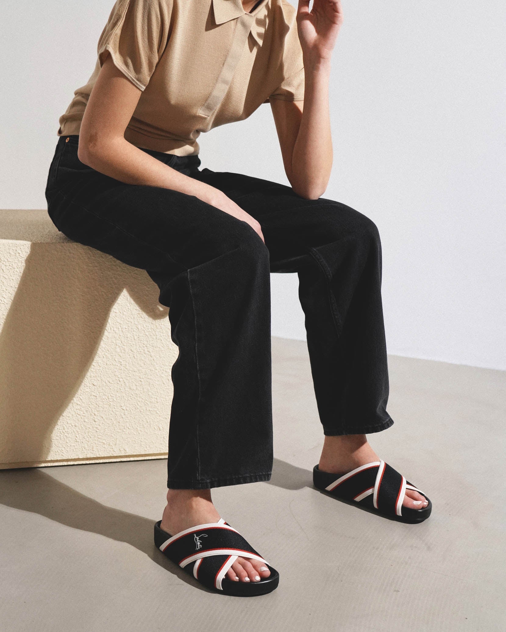 Hot Cross Donna black leather flats