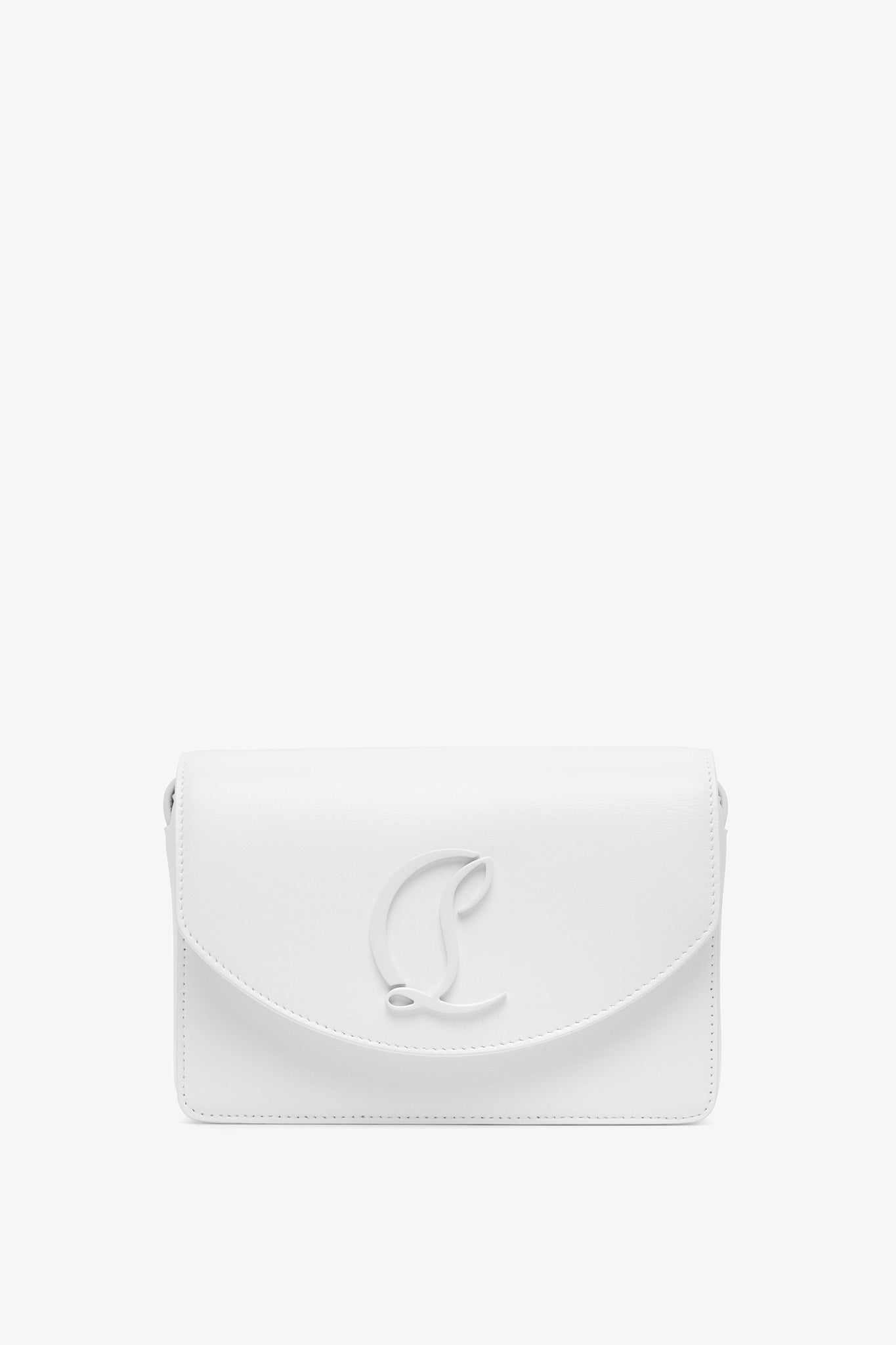Loubi54 small white leather crossbody bag
